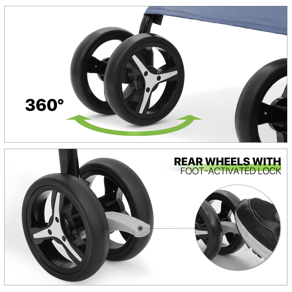 Magshion Foldable Lightweight Pet Trolley for Cats & Dogs, 4 Wheel (Navy Blue)
