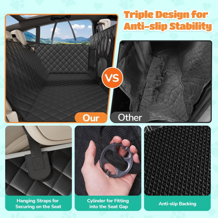 Dog Seat Cover-LAKWAR Non-slip Dog Car Hammocks with Seatbelt Dog Car Seat Cover Waterproof and Scratch-Resistant Dog Car Back Seat Protection