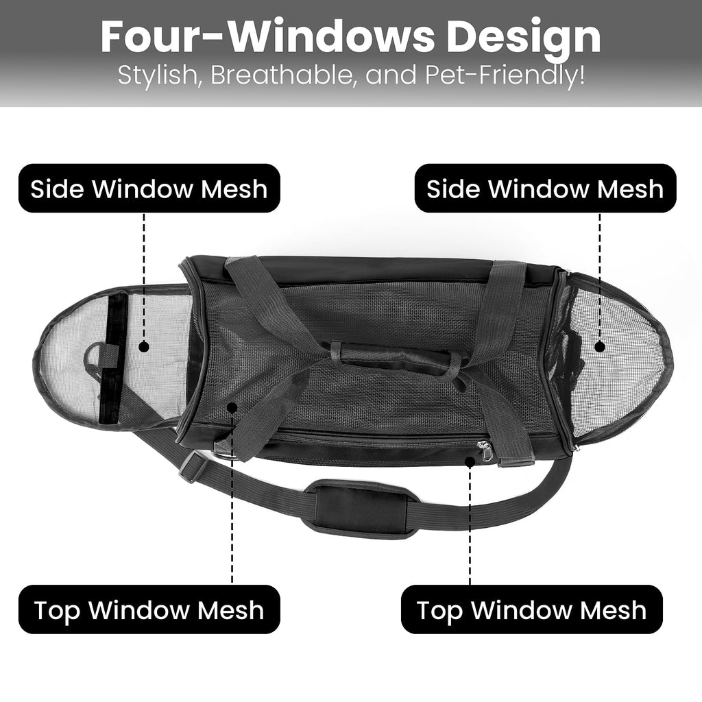 PcEoTllar Cat Carrier Airline Approved Pet Carrier, Dog Carrier, Puppy Carrier, Outdoor Carrier, Black
