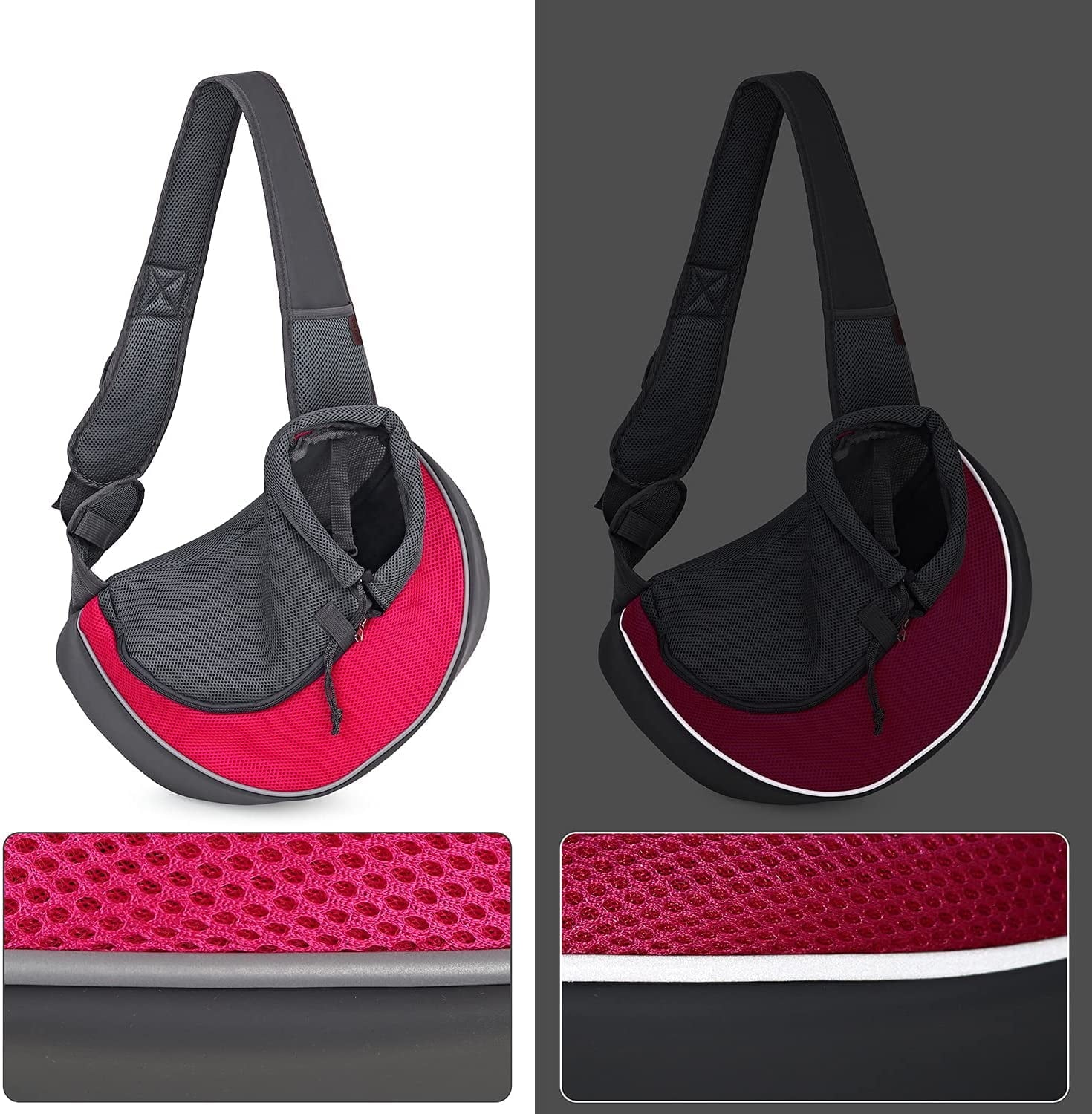 Pet Sling Carrier, TINGOR Dog Sling Carrier with Breathable Mesh, Travel Safe Sling Bag Carrier for Small Dogs Cats Less Than 5lbs