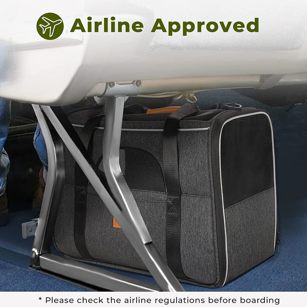 Cat Carrier MORPILOT® Extra Large Cat Bag with Water Bowl, Soft Sided Tsa Airline Approved Pet Carrier up to 25LB, Travel Puppy Carrier Cat Carrier for Small Medium Large Dogs Cats Rabbits - Gray