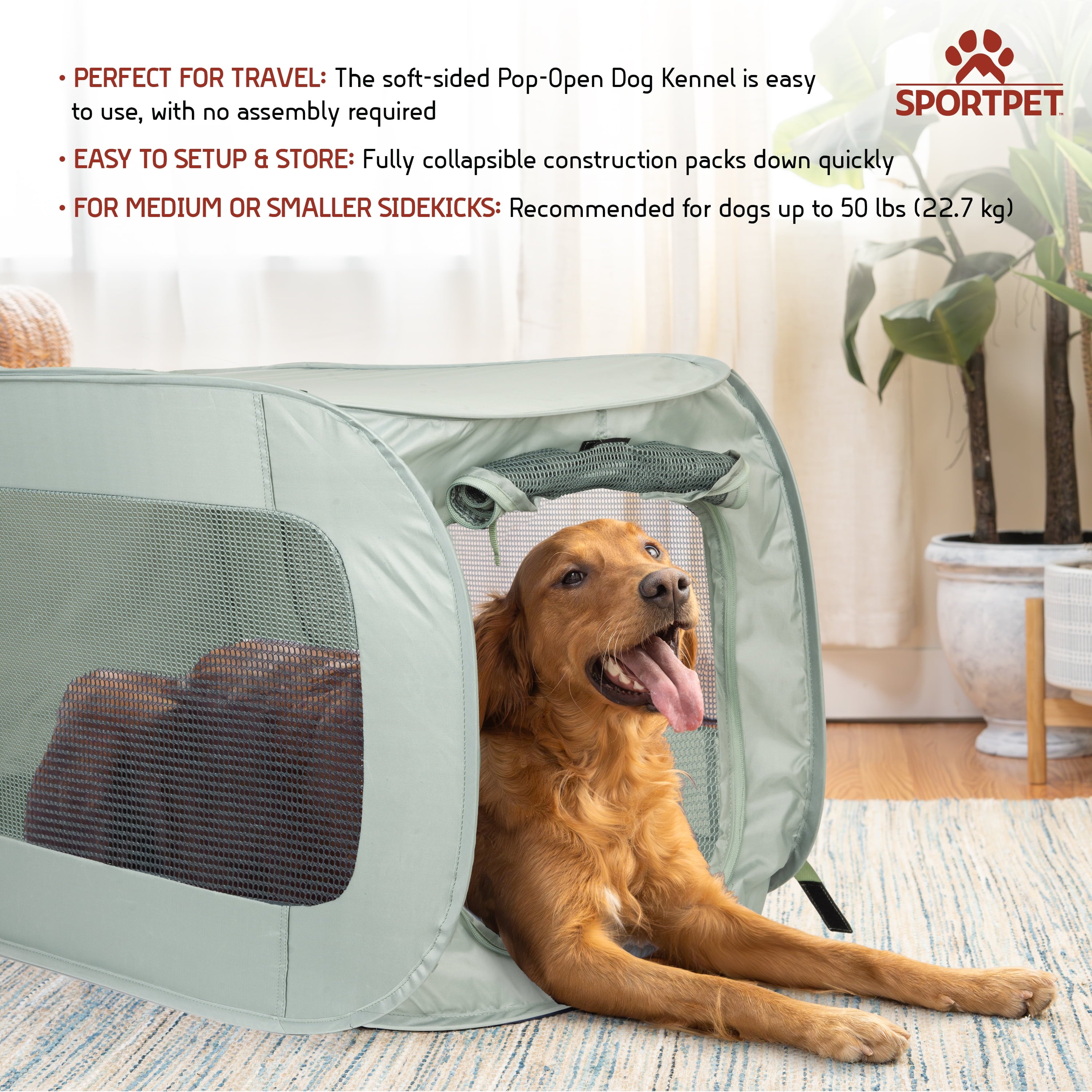 SportPet Designs Soft Sided Pop-Open Kennels, Light Green