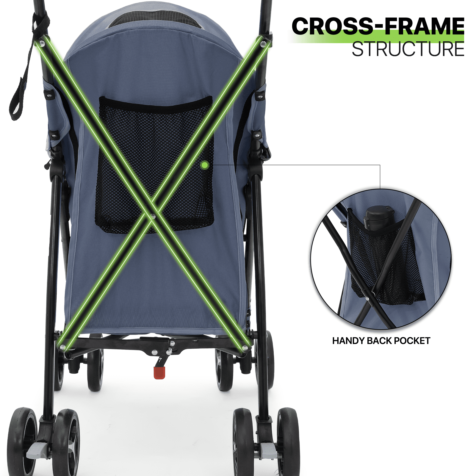 Magshion Foldable Lightweight Pet Trolley for Cats & Dogs, 4 Wheel (Navy Blue)