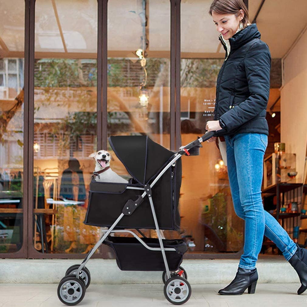 BestPet Folding Pet Stroller, Black, 39"H