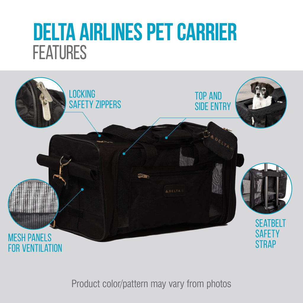 Sherpa Delta Airlines Travel Pet Carrier, Airline Approved & Guaranteed On Board - Black, Medium