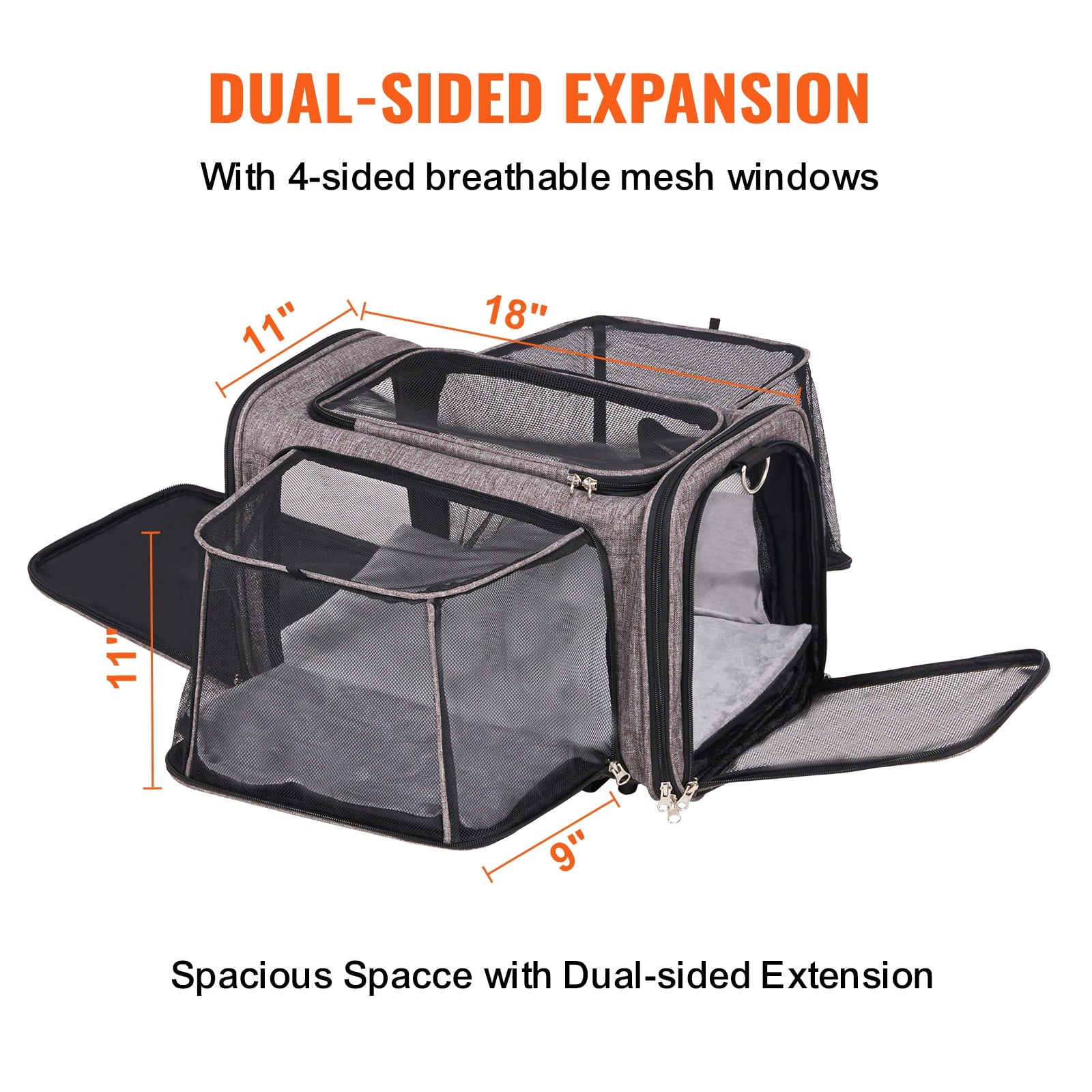 BENTISM Cat Carrier with Wheels Airline Approved Rolling Pet Carrier 25 lbs Grey for Cat Dog Small Medium Animals Kitten Puppy