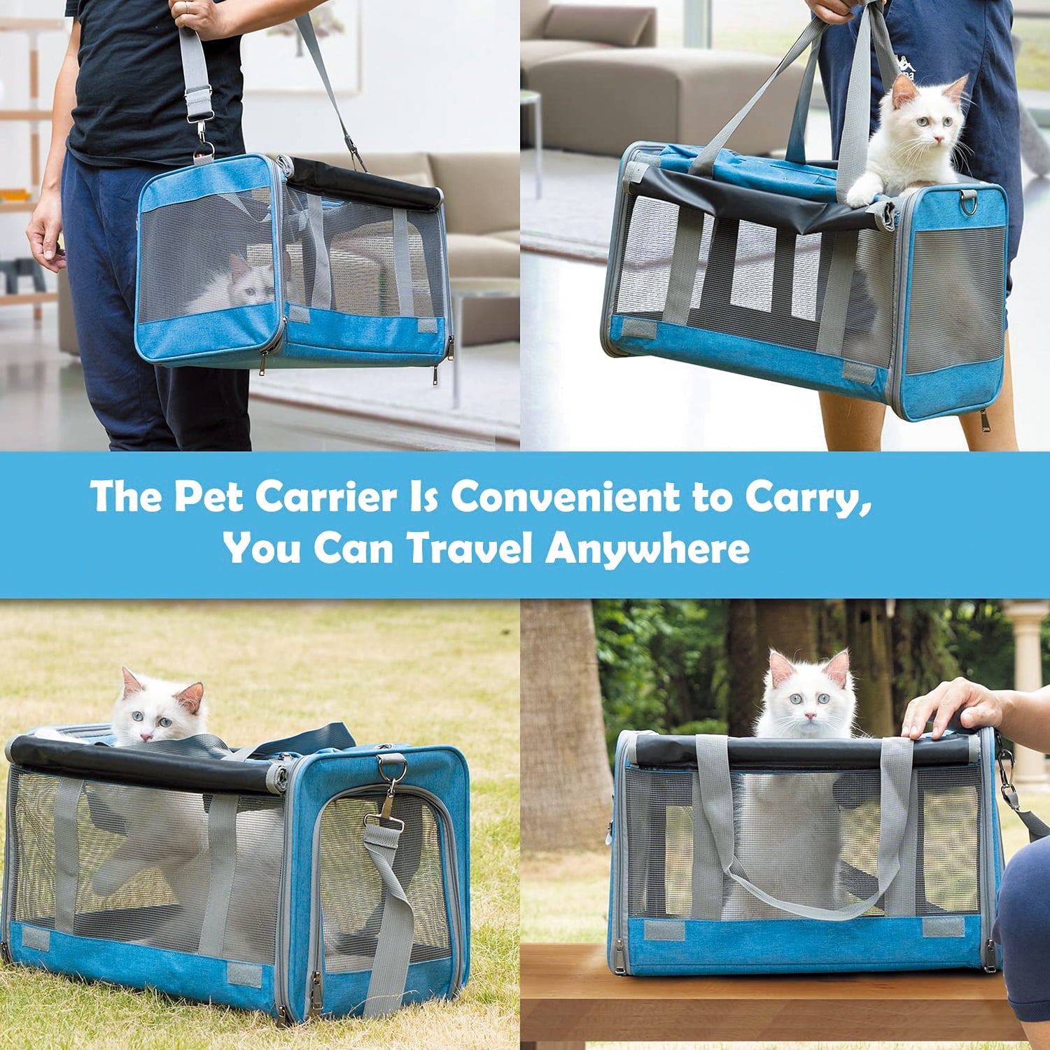 TNYXORIX Cat Carrier Pet Carrier for Small Medium Large Cats Dogs Rabbits Puppies up to 25 Lbs,TSA Airline Approved Dog Carrier Soft Sided,Collapsible Travel Puppy Carrier - Navy