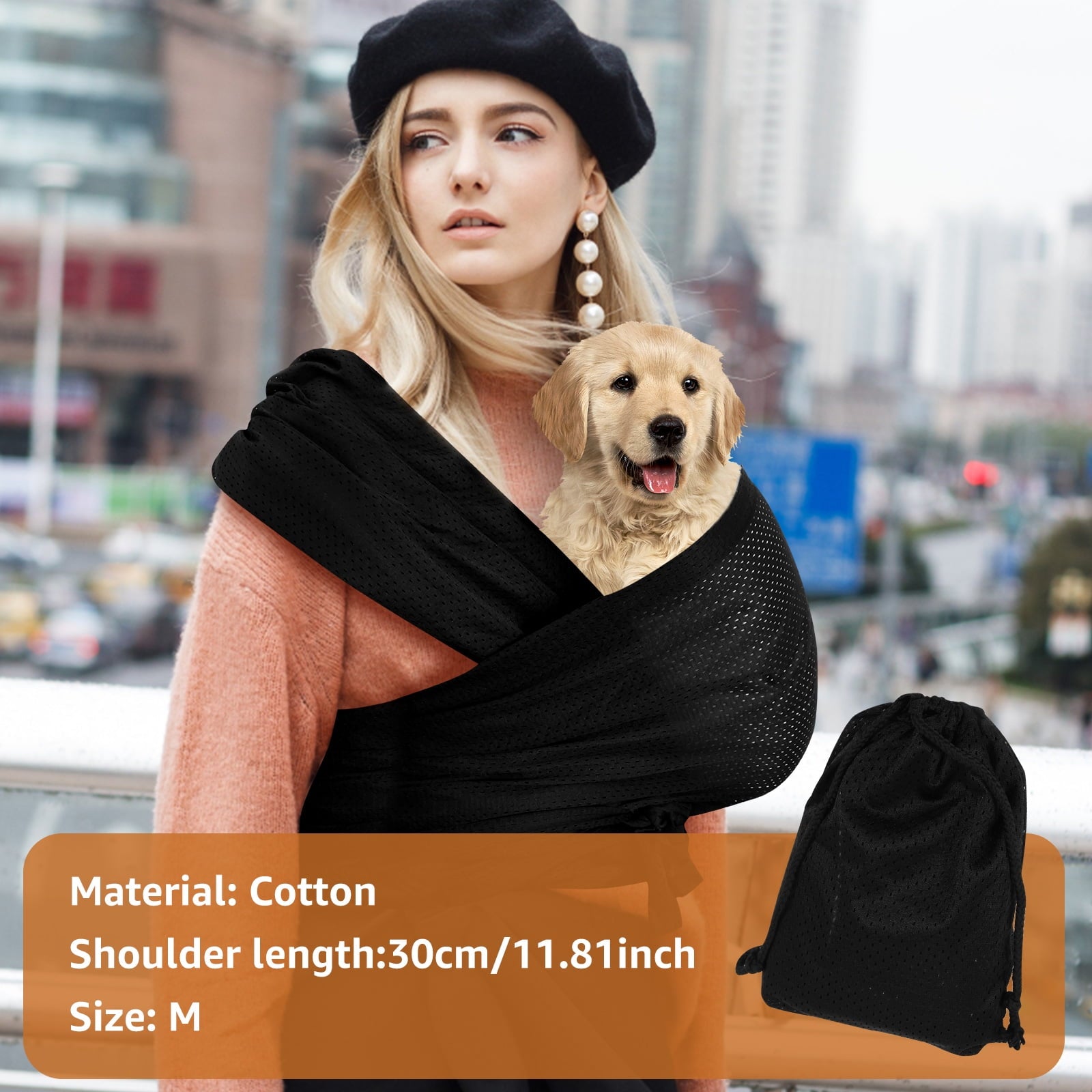 Dog Carriers for Small Dogs Front Facing Dog Sling Carrier Hands Free Cat Carrier Pet Sling Carrier Double Shoulder Strap Design Cat Sling Carrier Anti-Anxiety Cat Sling for Outdoor Travel Walking