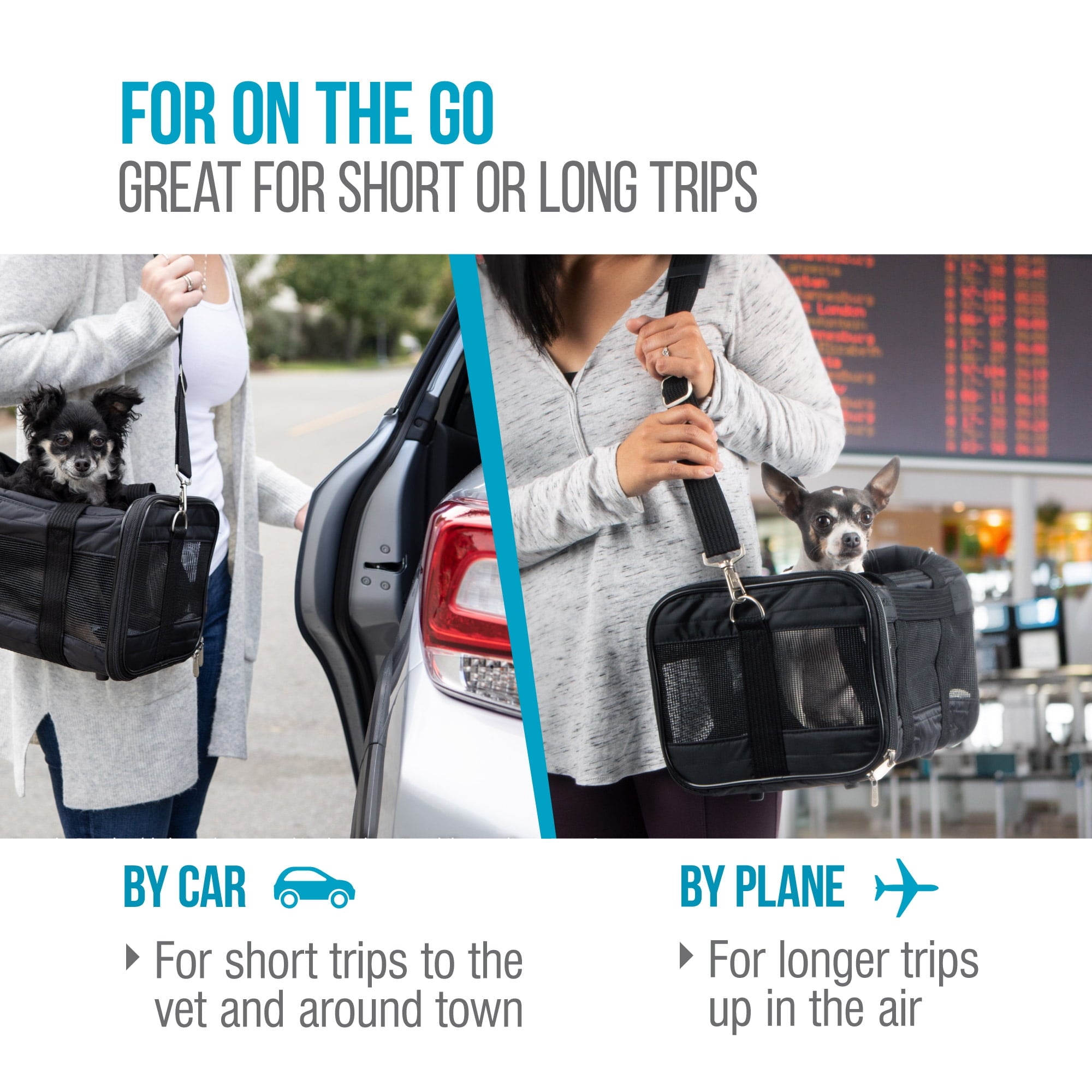 Sherpa Delta Airlines Travel Pet Carrier, Airline Approved & Guaranteed On Board - Black, Medium