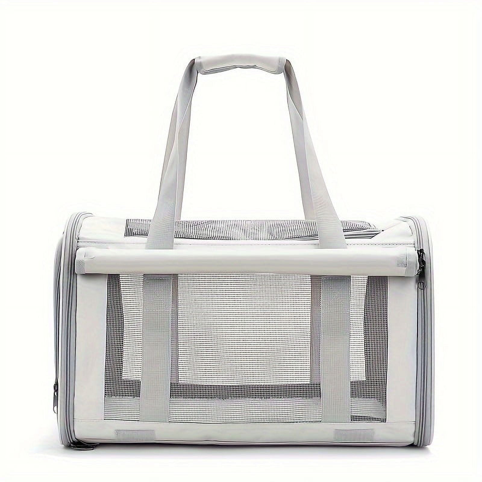 Cat Carrier, Cat Carriers for Large Cats up to 25LB, large Cat Carrier with a Bowl, Soft Sided Carrier with 2 Side Roller Blinds for Pet Cat Kitten Small Dog Puppies Airline Approved, Gray
