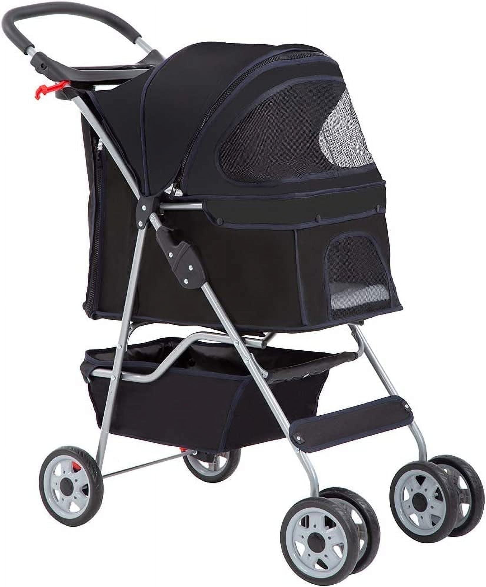BestPet Folding Pet Stroller, Black, 39"H