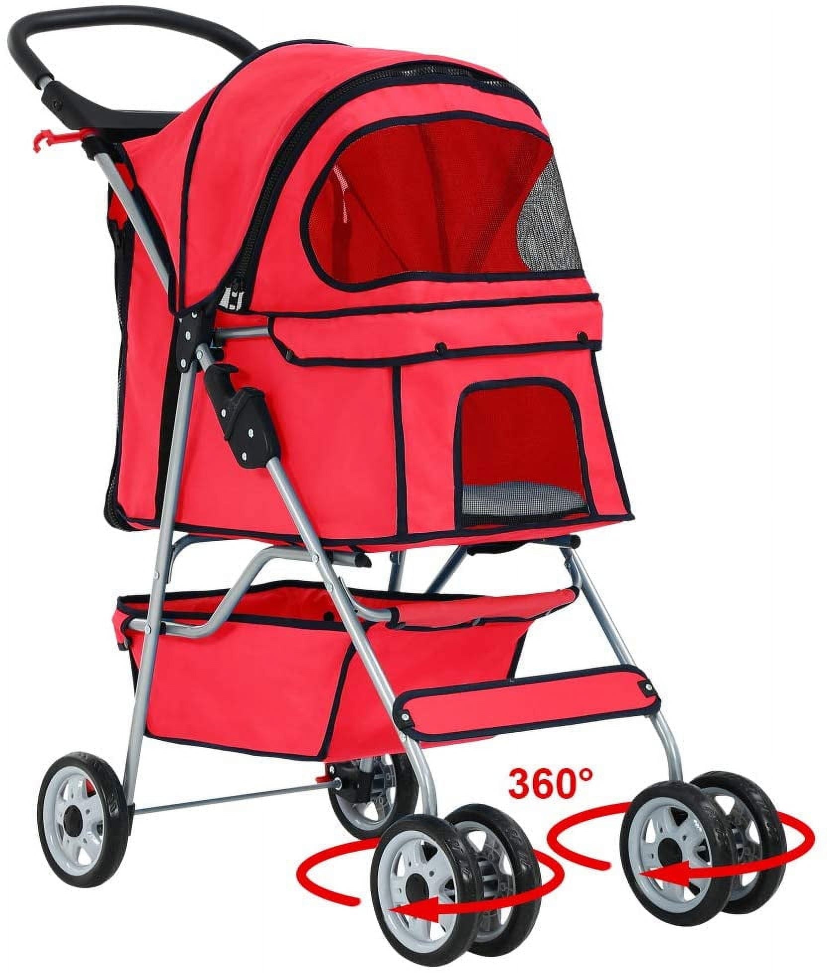 BestPet Folding Pet Stroller, Black, 39"H