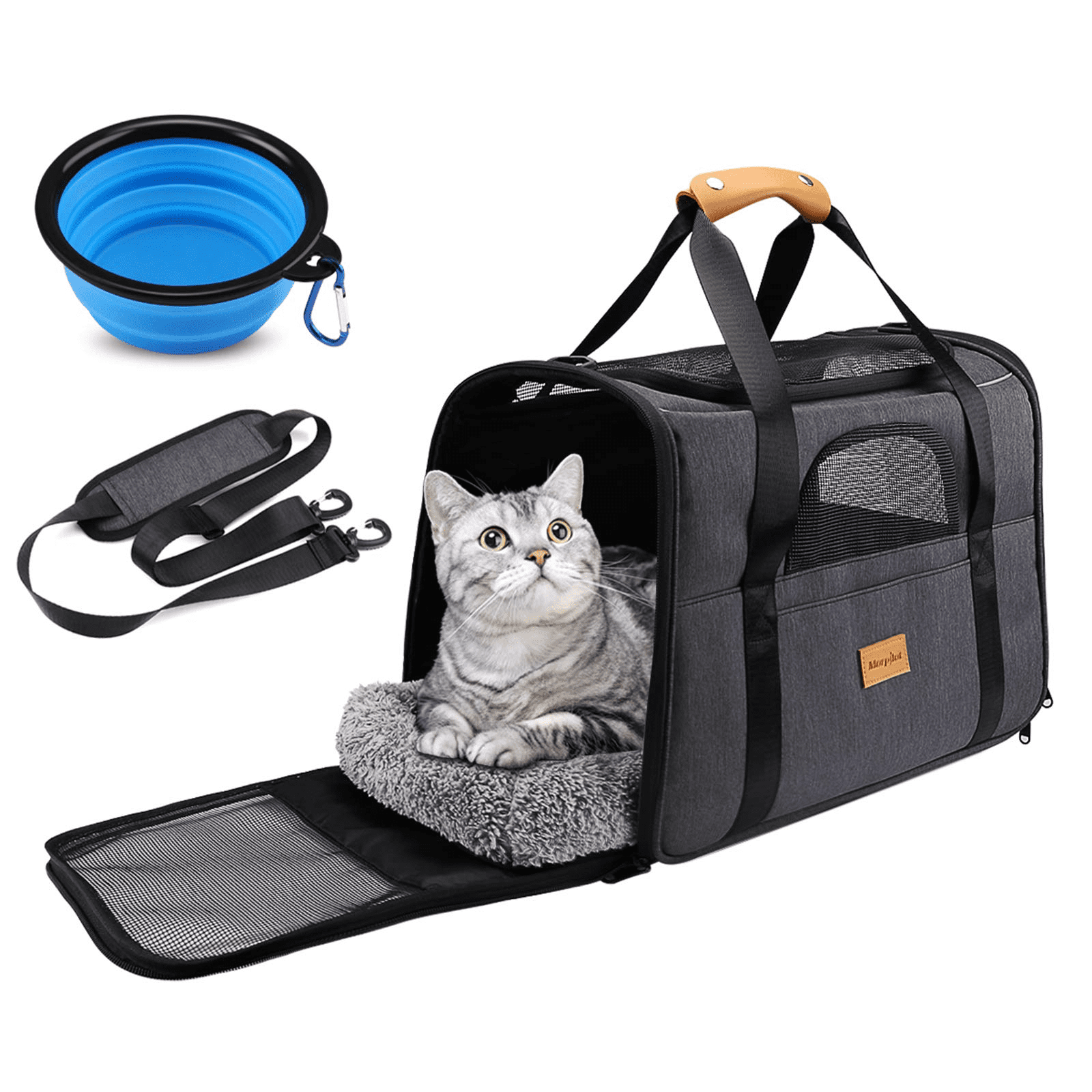 Cat Carrier MORPILOT® Extra Large Cat Bag with Water Bowl, Soft Sided Tsa Airline Approved Pet Carrier up to 25LB, Travel Puppy Carrier Cat Carrier for Small Medium Large Dogs Cats Rabbits - Gray
