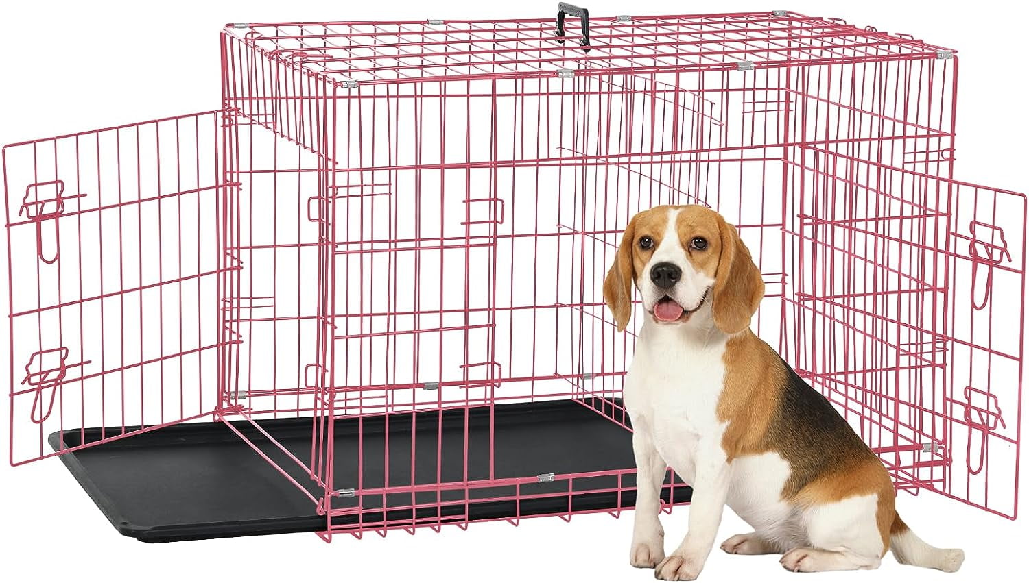 Dkelincs 48 inch Dog Cage Large XXL Dog Crates for Large Dogs Pet Animal Segregation Cage with Double-Door for Dog Training Indoor