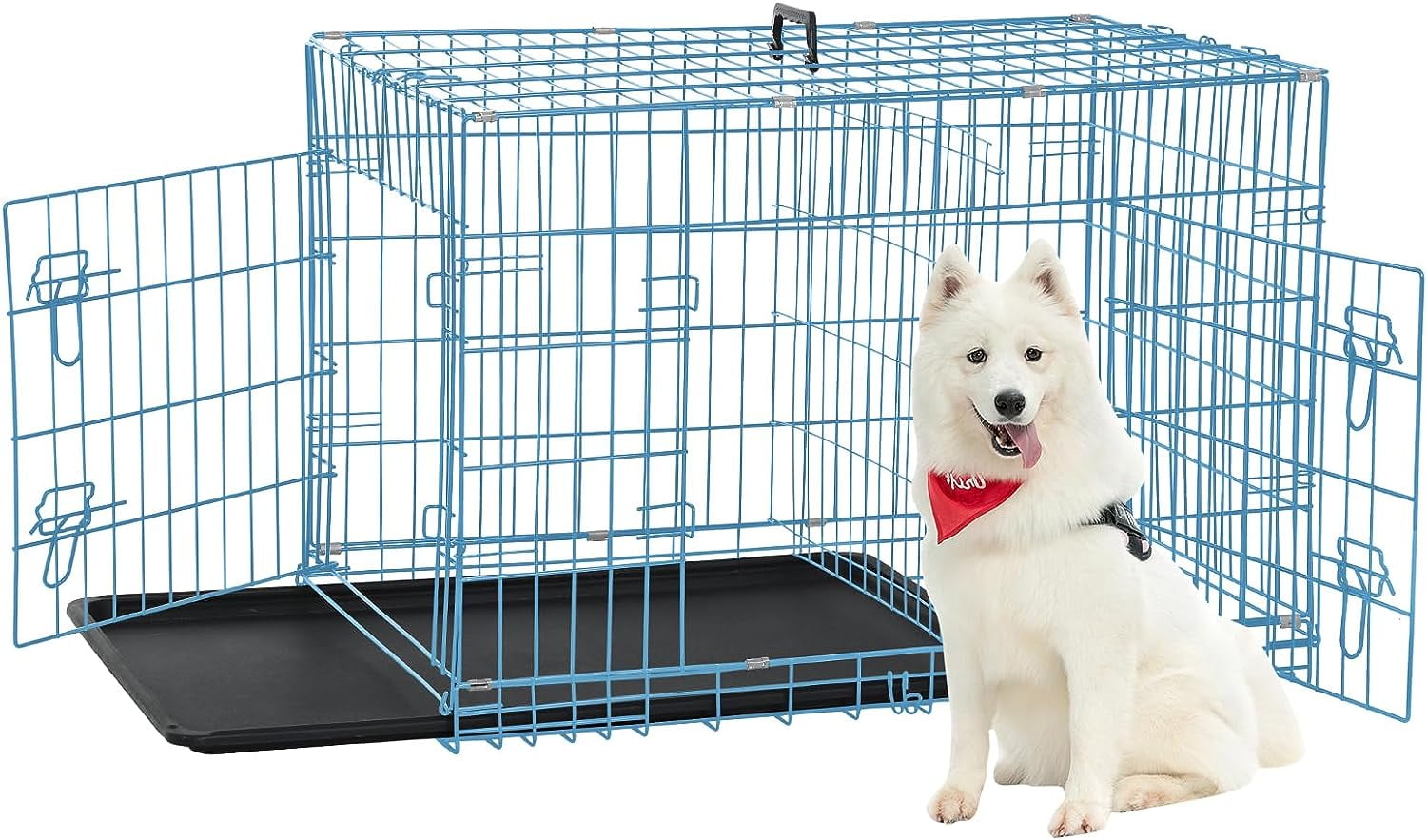 Dkelincs 48 inch Dog Cage Large XXL Dog Crates for Large Dogs Pet Animal Segregation Cage with Double-Door for Dog Training Indoor