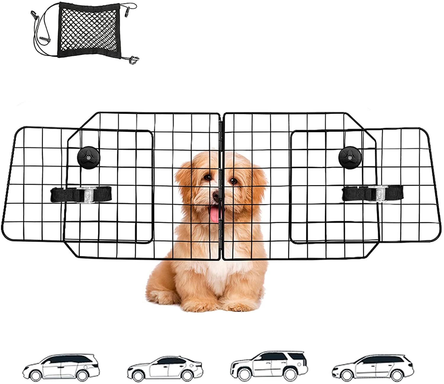 Dog Car Barriers,Dog Barrier for SUV,Vehicles,Dividers,Pet Barriers Heavy Duty Wire Adjustable Dog Barrier with Front Seat Mesh Pet Barrier Net Organizer