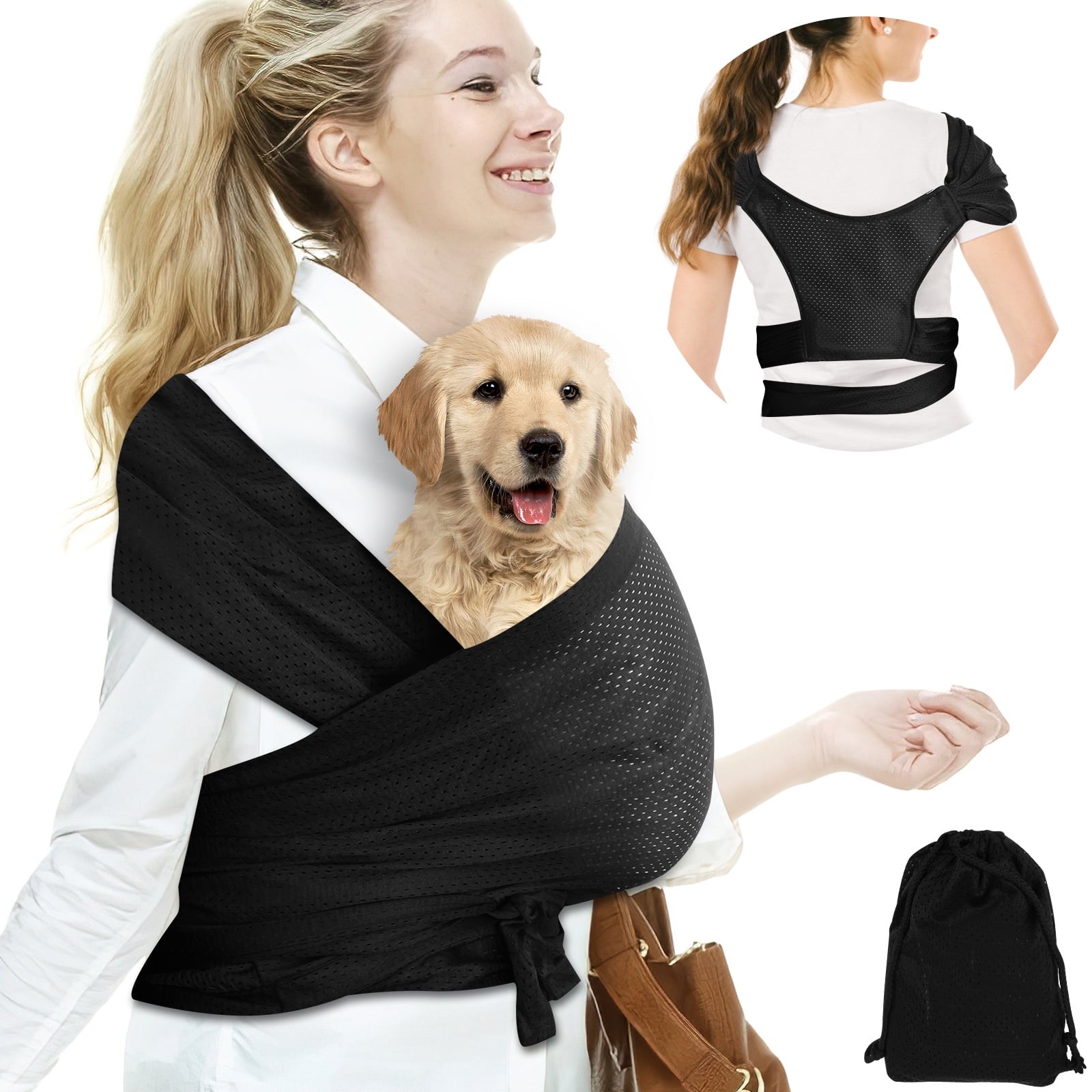 Dog Carriers for Small Dogs Front Facing Dog Sling Carrier Hands Free Cat Carrier Pet Sling Carrier Double Shoulder Strap Design Cat Sling Carrier Anti-Anxiety Cat Sling for Outdoor Travel Walking