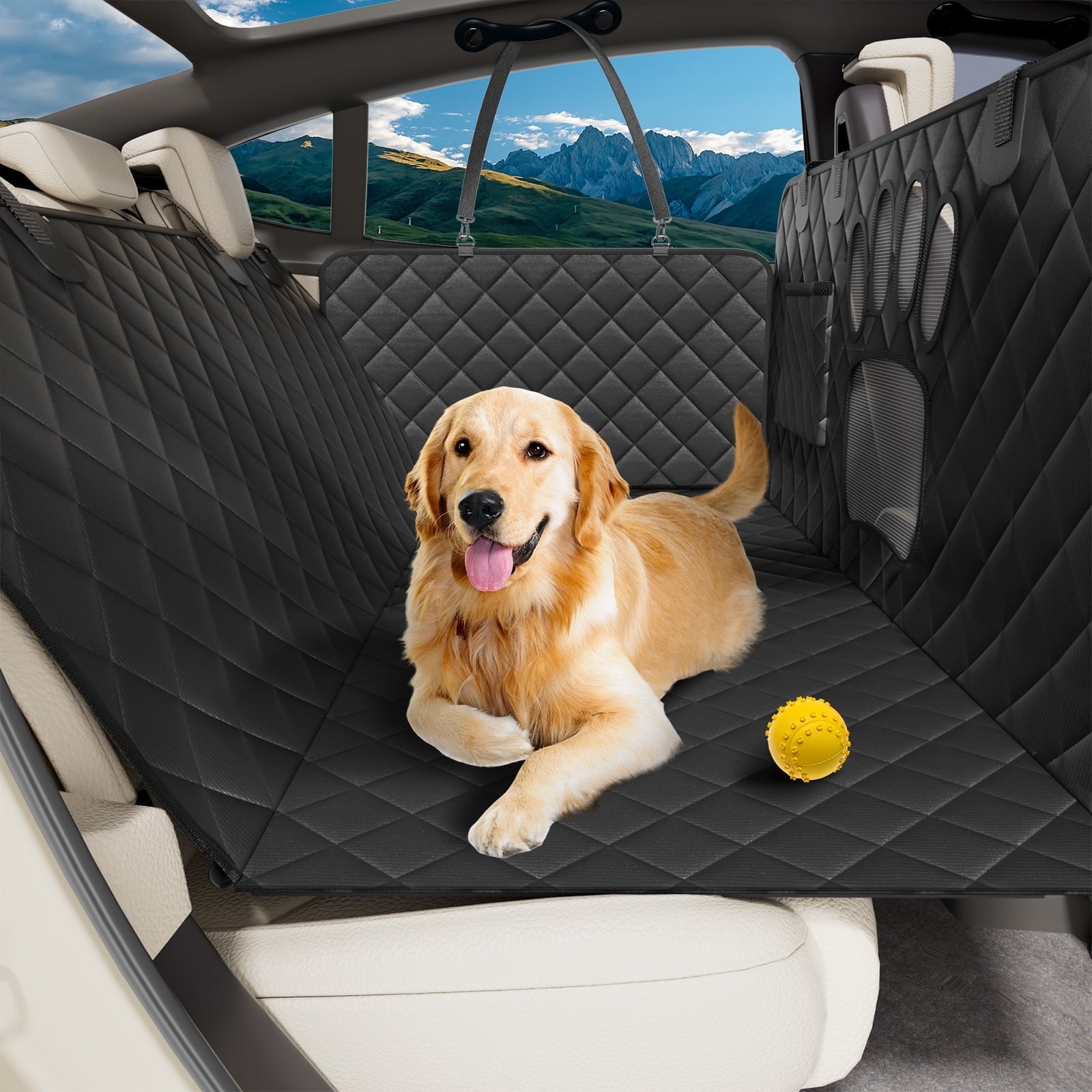 Dog Seat Cover-LAKWAR Non-slip Dog Car Hammocks with Seatbelt Dog Car Seat Cover Waterproof and Scratch-Resistant Dog Car Back Seat Protection