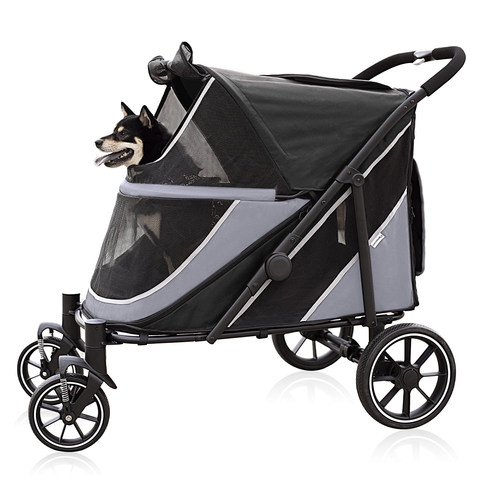Dog Stroller for Medium/Large Dogs One-Click Folding,Extra Large Pet Stroller with Storage Pocket,Cat Stroller with Shock Absorption，Red
