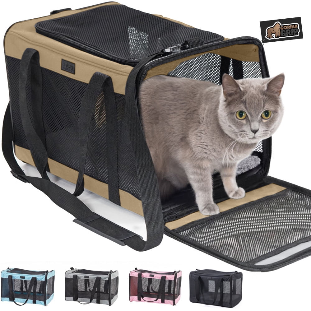 GORILLA GRIP Cat Carrier Portable Dog Kennel Up to 15 Lbs, Airline Pet Travel Bag, Pink