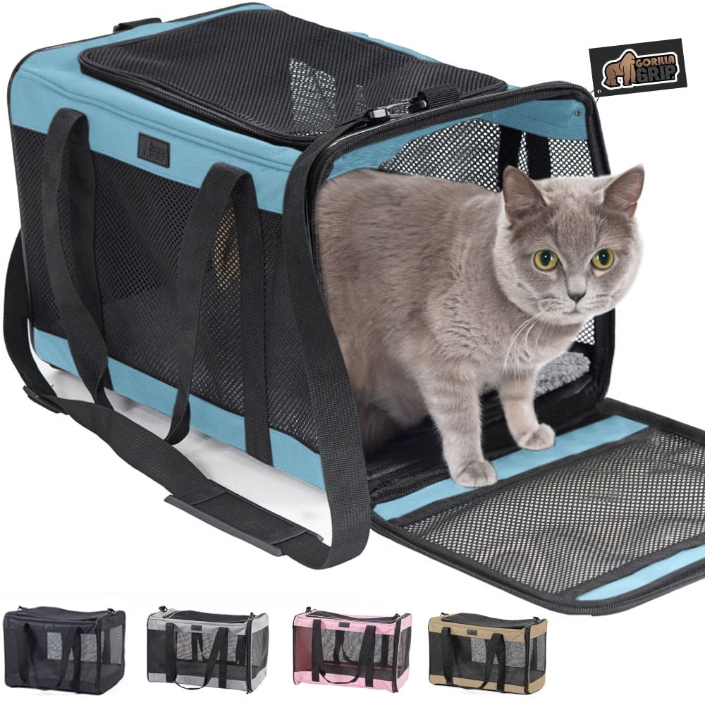 GORILLA GRIP Cat Carrier Portable Dog Kennel Up to 15 Lbs, Airline Pet Travel Bag, Pink