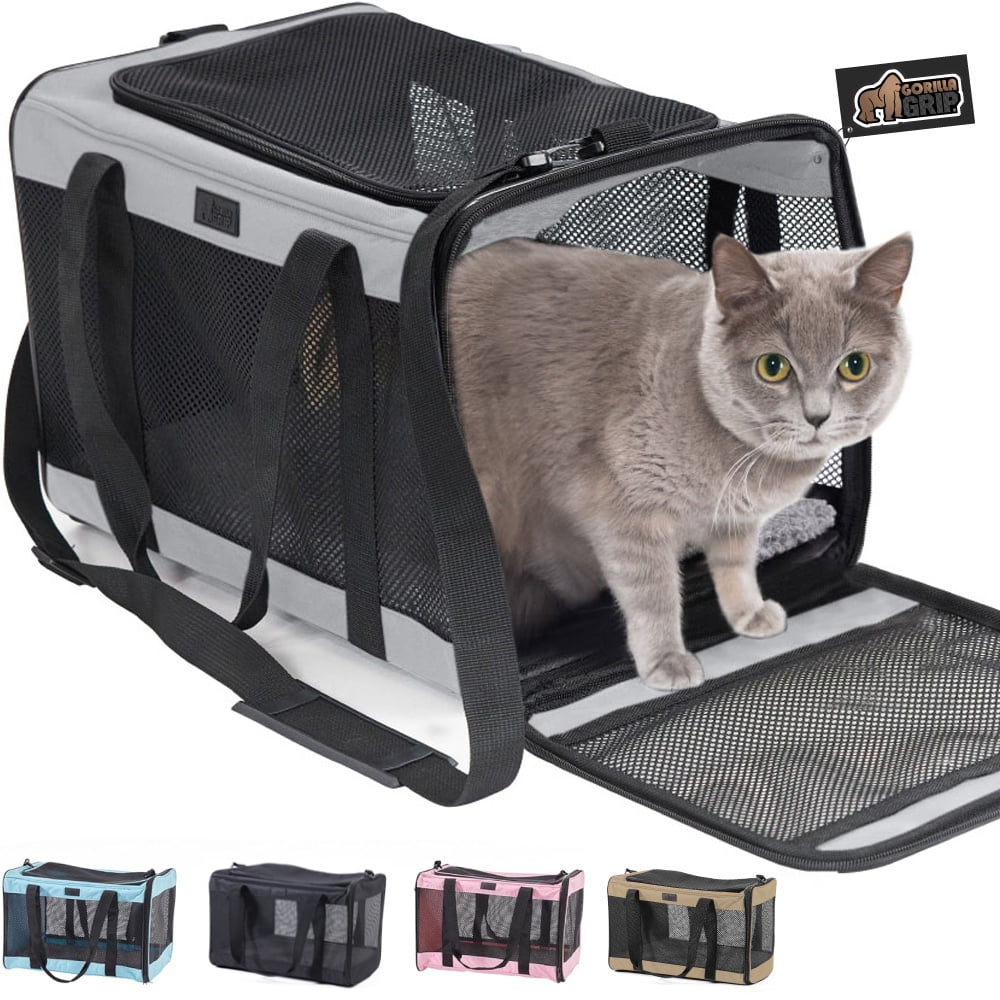 GORILLA GRIP Cat Carrier Portable Dog Kennel Up to 15 Lbs, Airline Pet Travel Bag, Pink