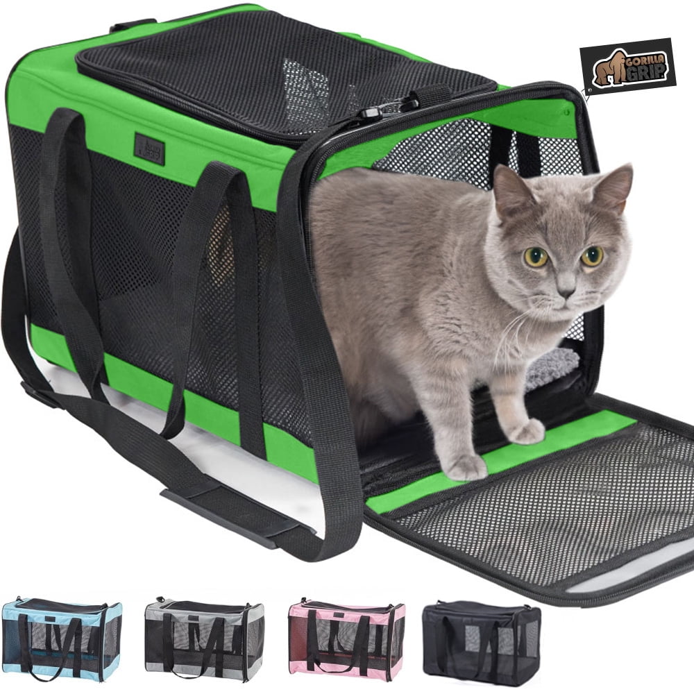 GORILLA GRIP Cat Carrier Portable Dog Kennel Up to 15 Lbs, Airline Pet Travel Bag, Pink