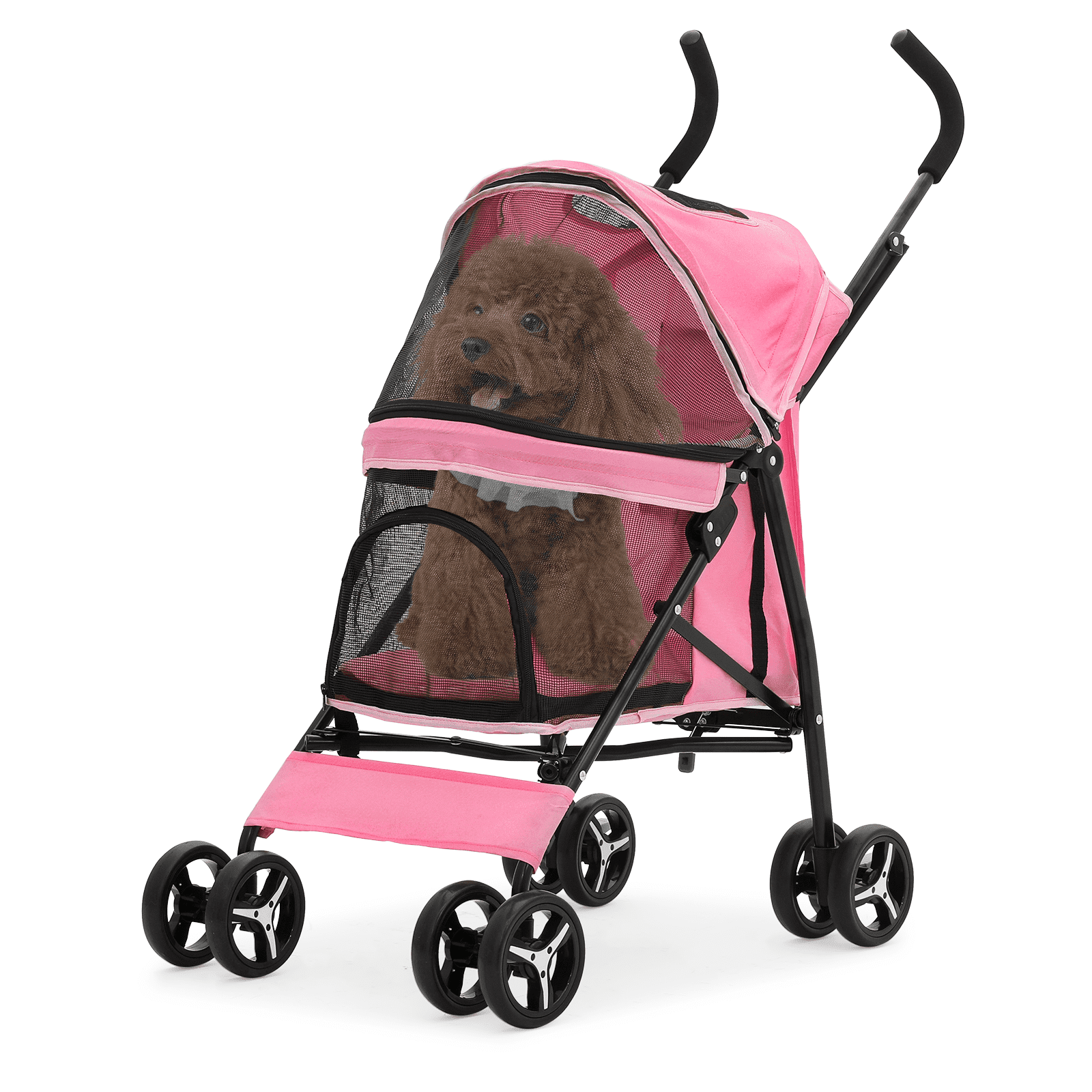 Magshion Foldable Lightweight Pet Trolley for Cats & Dogs, 4 Wheel (Navy Blue)