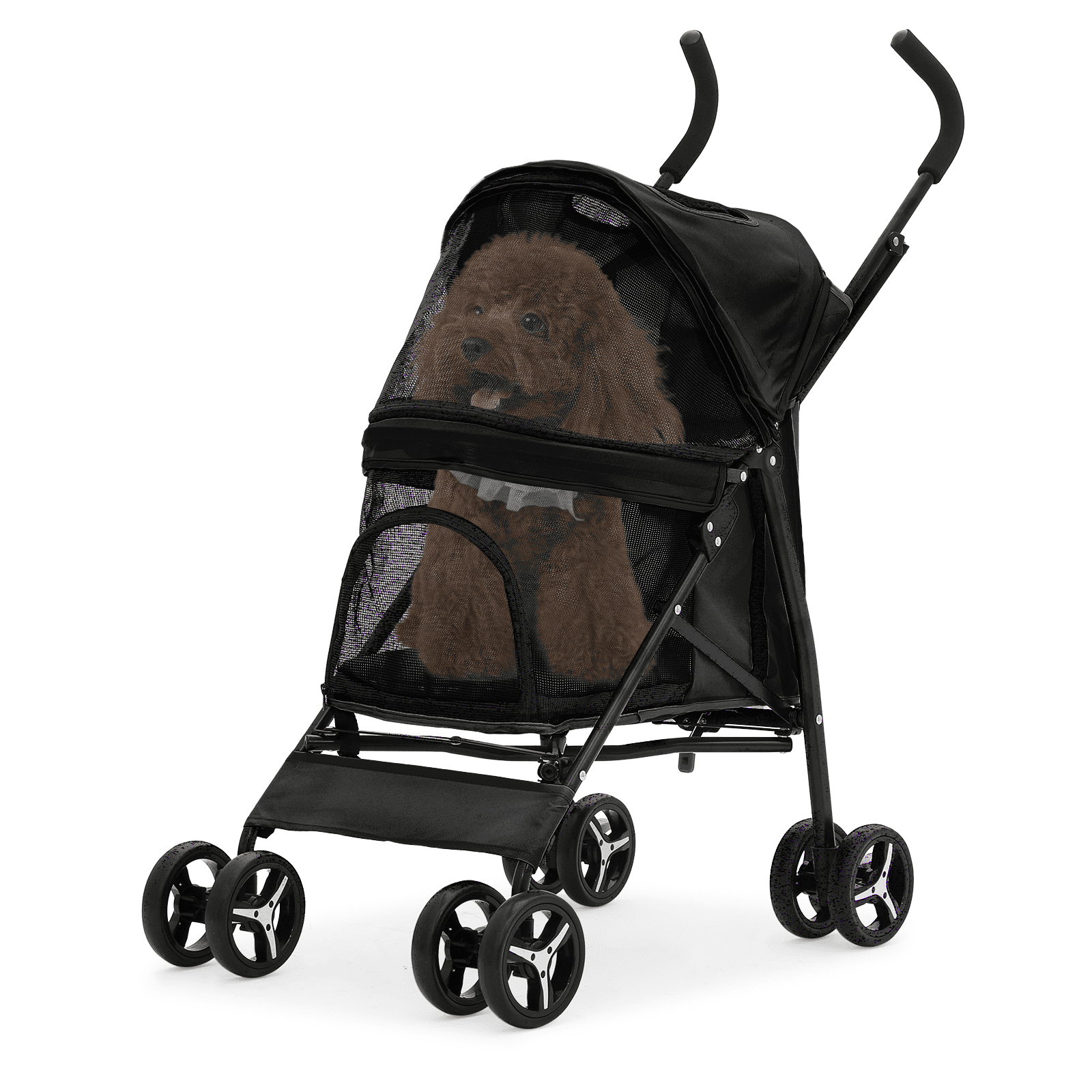 Magshion Foldable Lightweight Pet Trolley for Cats & Dogs, 4 Wheel (Navy Blue)