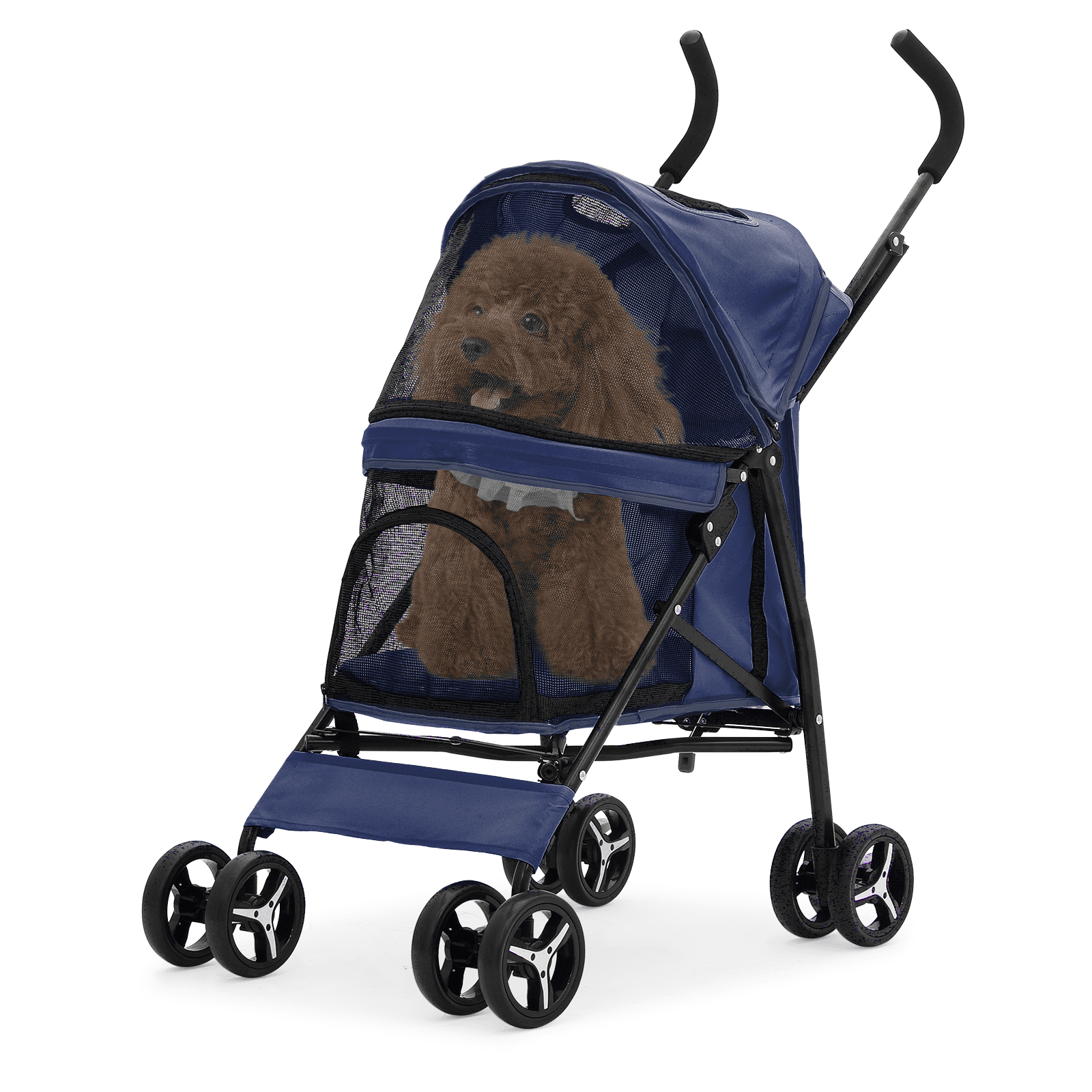 Magshion Foldable Lightweight Pet Trolley for Cats & Dogs, 4 Wheel (Navy Blue)
