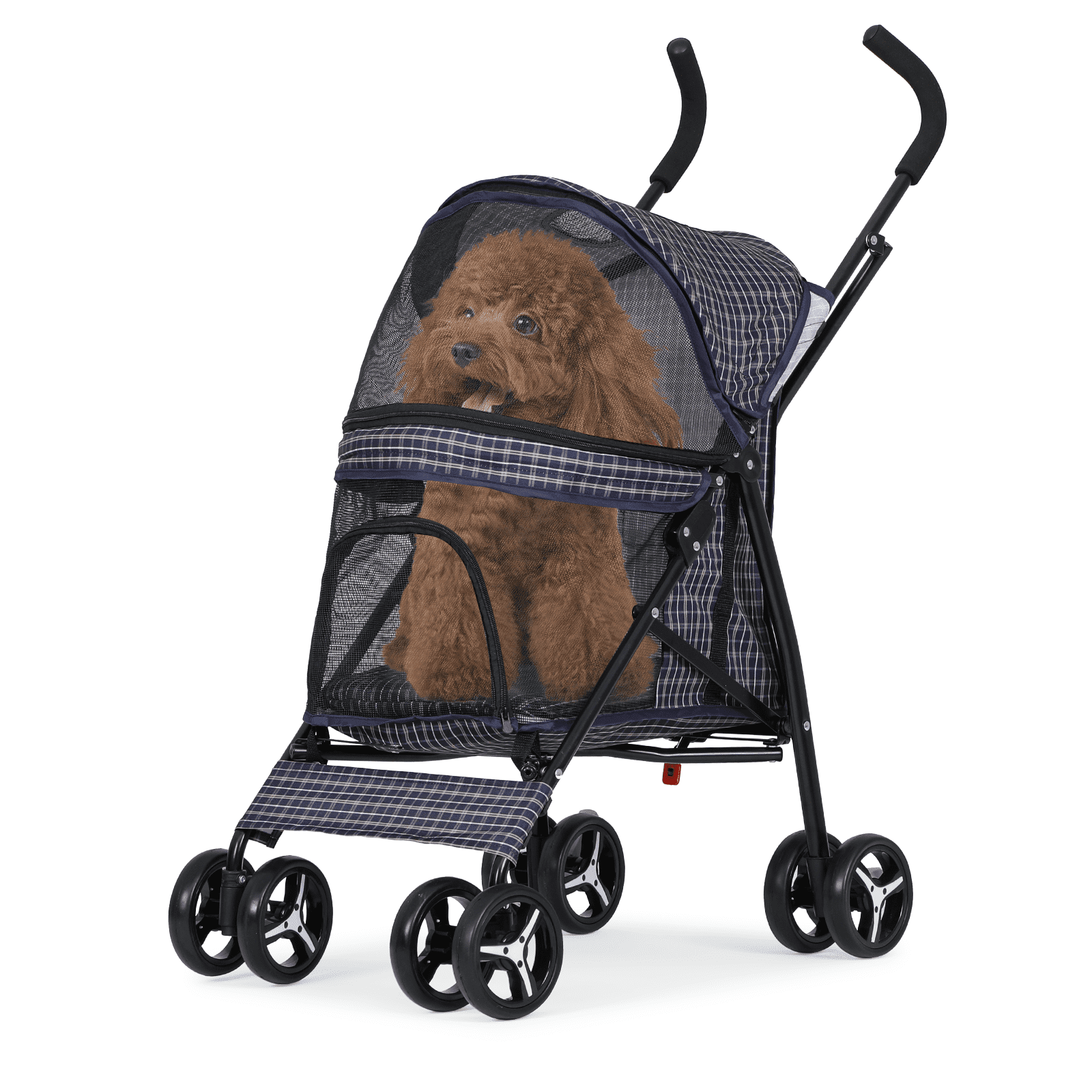 Magshion Foldable Lightweight Pet Trolley for Cats & Dogs, 4 Wheel (Navy Blue)