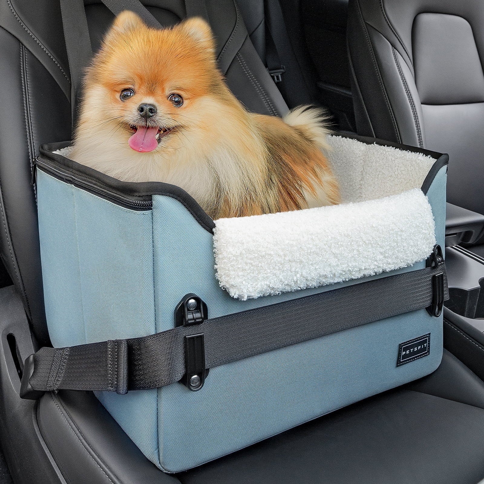 PETSFIT Dog Car Seats for Small Dogs, Portable Dog Booster Car Seat with Patent Safe Buckles,Pets Up to 25lbs ,Grey
