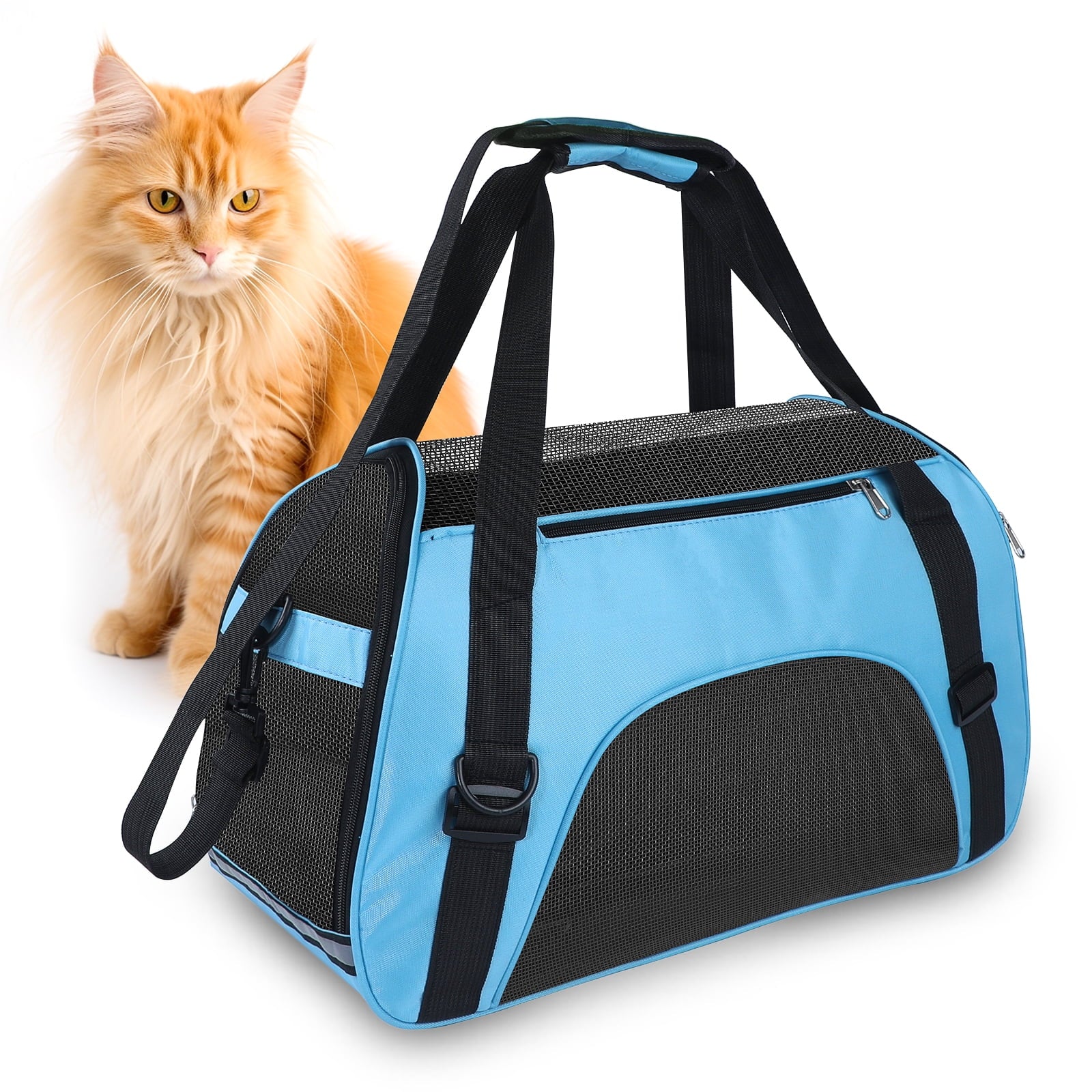 PcEoTllar Cat Carrier Airline Approved Pet Carrier, Dog Carrier, Puppy Carrier, Outdoor Carrier, Black