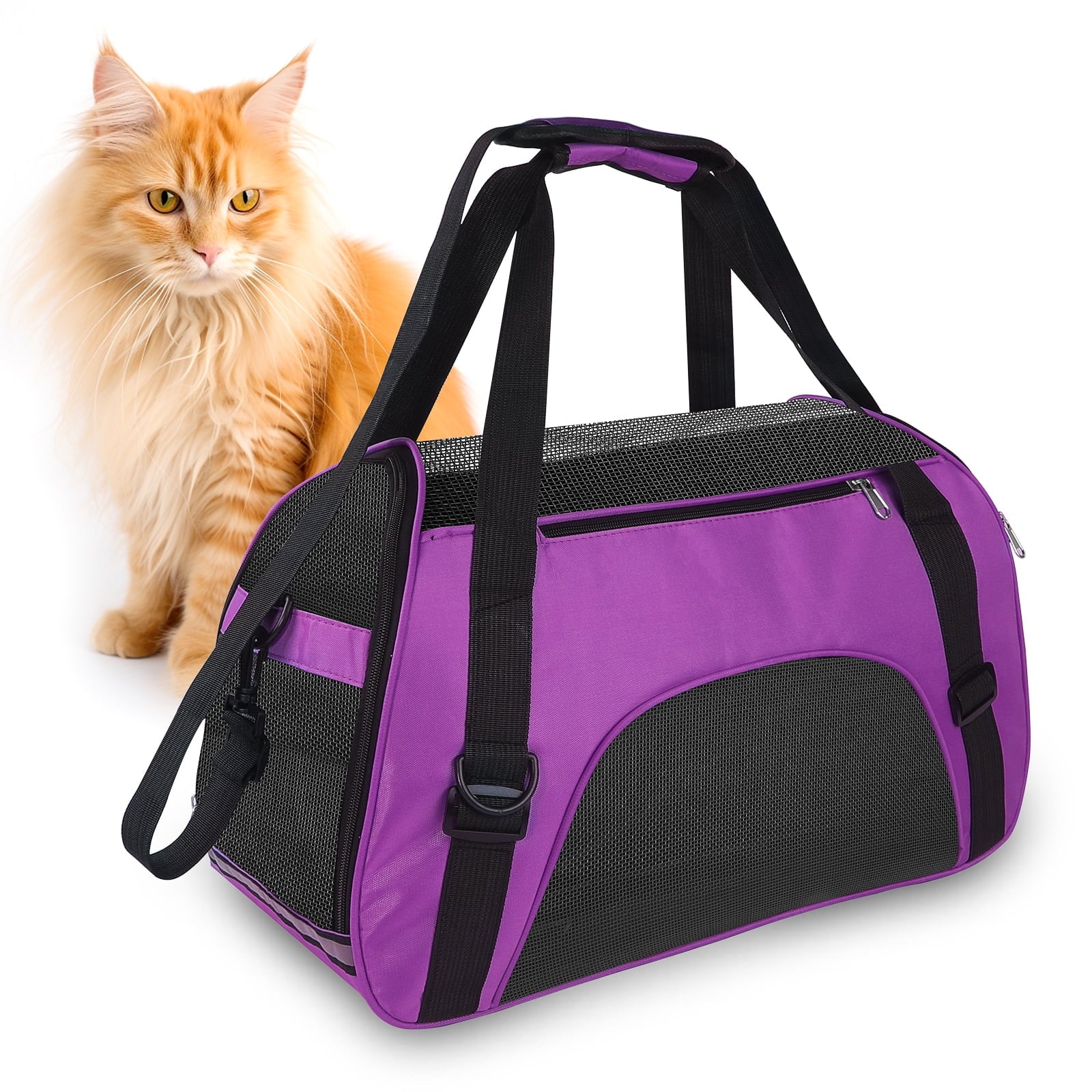 PcEoTllar Cat Carrier Airline Approved Pet Carrier, Dog Carrier, Puppy Carrier, Outdoor Carrier, Black