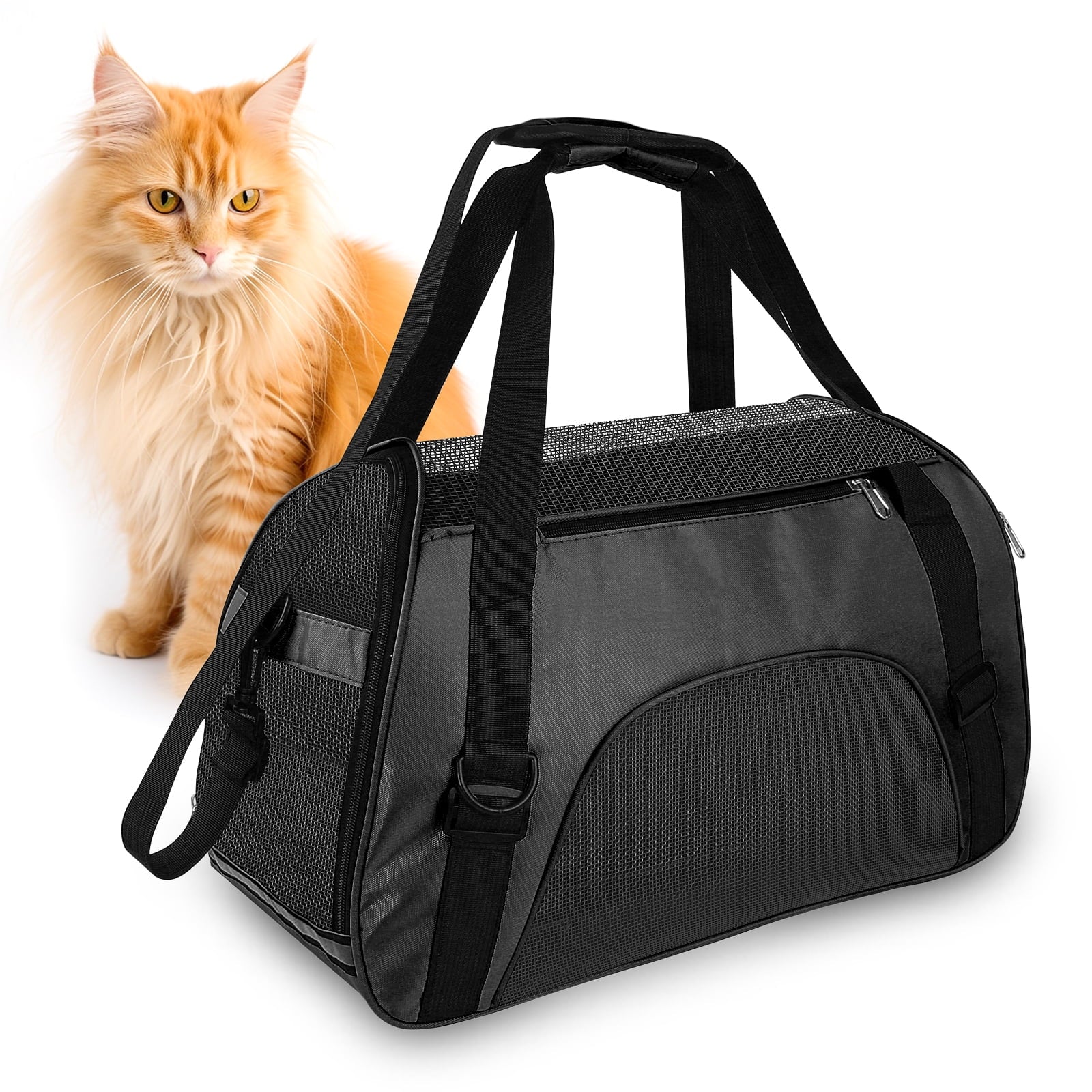 PcEoTllar Cat Carrier Airline Approved Pet Carrier, Dog Carrier, Puppy Carrier, Outdoor Carrier, Black