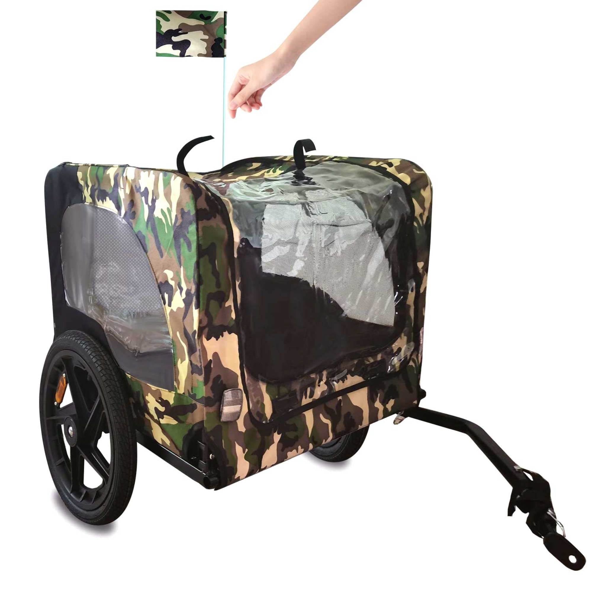 Pet Bike Trailer Dog/Cat Carrier with Detachable Dog Cart for Bicycle,Easy Folding Frame Pets Cart Suitable for Small and Medium