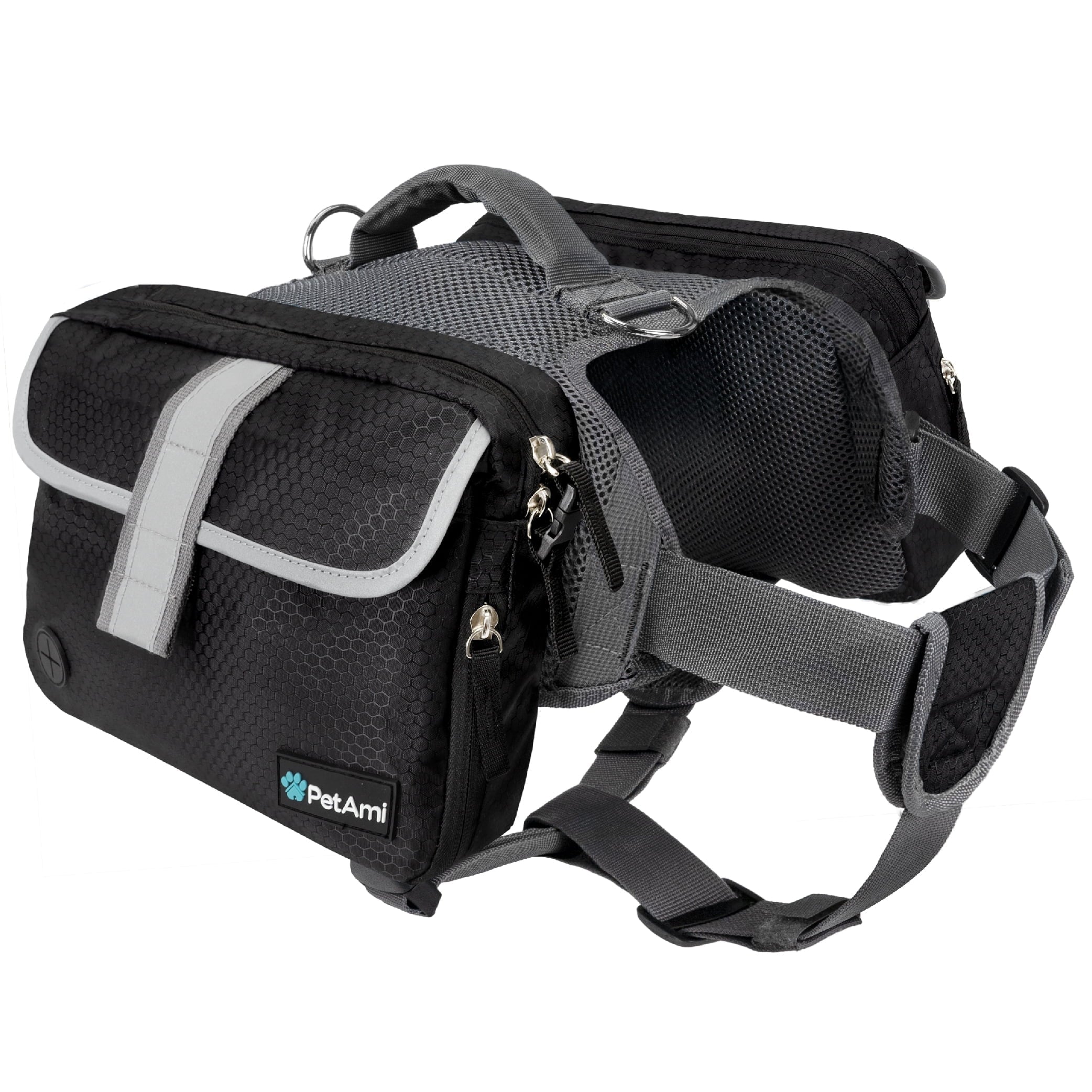 PetAmi Dog Backpack Saddle Bag for Medium Large Dogs, Saddlebag for Dogs to Wear, Harness Saddlebag for Hiking with Reflective Safety Side Pockets, Vest Dog Pack for Camping Travel (Green, Medium)
