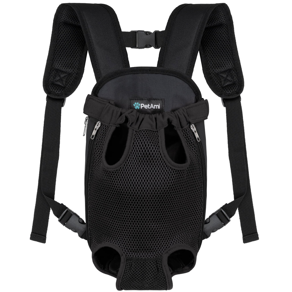 PetAmi Dog Carrier Backpack, Adjustable Dog Pet Cat Front Carrier Backpack | Ventilated Dog Chest Carrier for Hiking Camping Travel, Sling Bag for Small Medium Dog Cat Puppies, Small, 5-9 lbs, Black