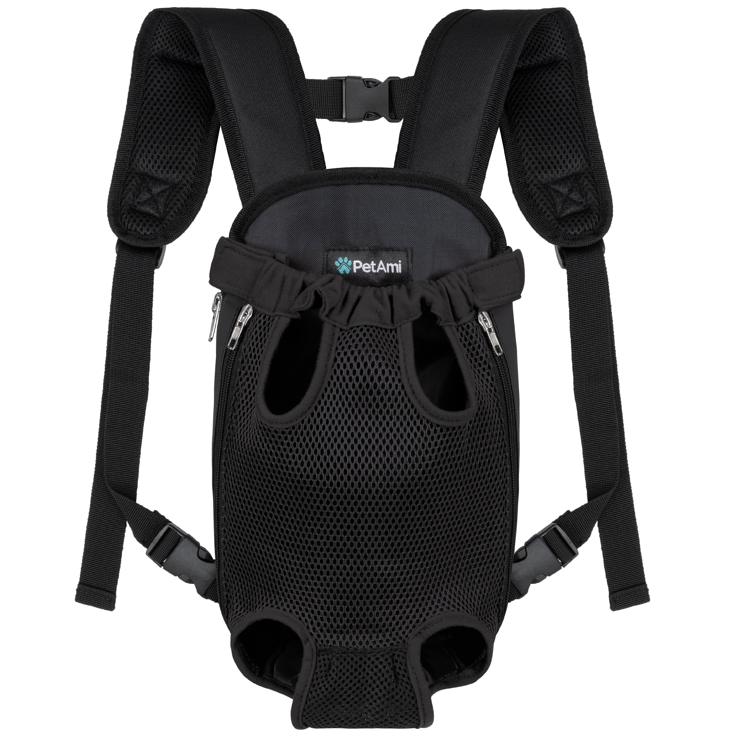PetAmi Dog Carrier Backpack, Adjustable Dog Pet Cat Front Carrier Backpack | Ventilated Dog Chest Carrier for Hiking Camping Travel, Sling Bag for Small Medium Dog Cat Puppies, Small, 5-9 lbs, Black