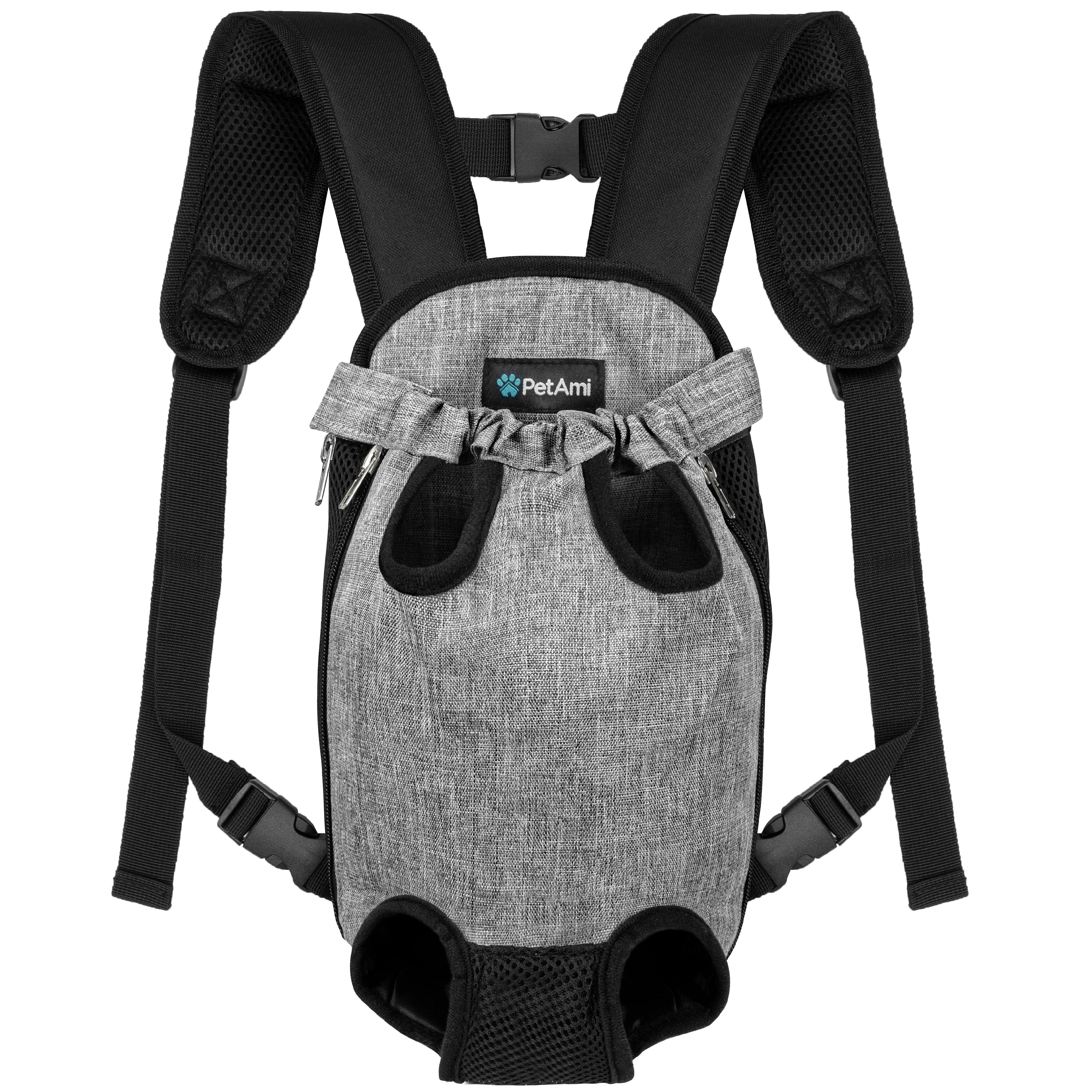 PetAmi Dog Carrier Backpack, Adjustable Dog Pet Cat Front Carrier Backpack | Ventilated Dog Chest Carrier for Hiking Camping Travel, Sling Bag for Small Medium Dog Cat Puppies, Small, 5-9 lbs, Black