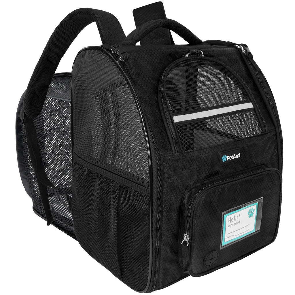 PetAmi Pet Backpack Carrier for Dog Cat, Expandable Cat Carrier Backpack for Travel Hiking, Airline Approved Cat Backpacks For Small Medium Dog Puppy Large Cat, Extended Dog Cat Carrier, Black