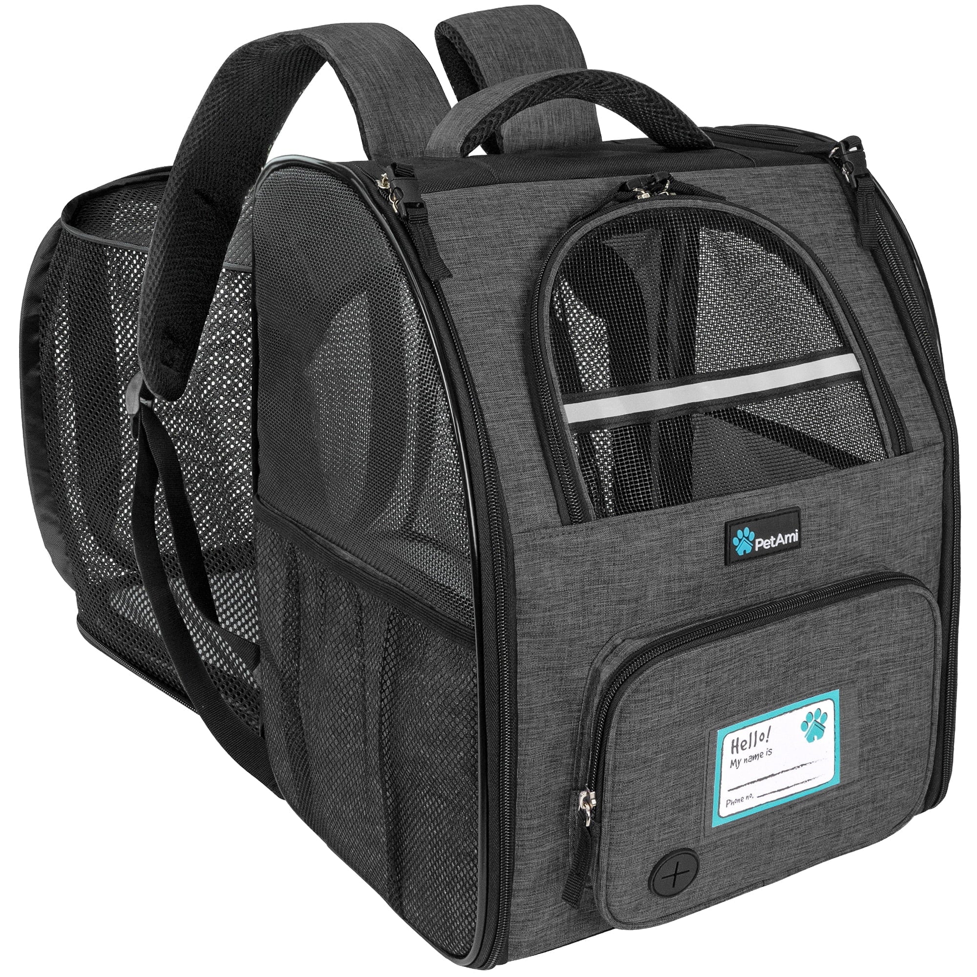 PetAmi Pet Backpack Carrier for Dog Cat, Expandable Cat Carrier Backpack for Travel Hiking, Airline Approved Cat Backpacks For Small Medium Dog Puppy Large Cat, Extended Dog Cat Carrier, Black