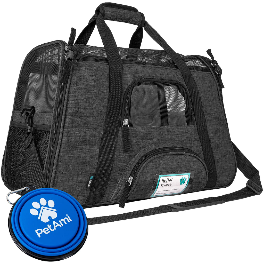 PetAmi Airline Approved Pet Carrier for Cat, Soft Sided Dog Carrier for Small Dog, Cat Travel Supplies Accessories Indoor Cats, Ventilated Pet Carrying Bag Medium Kitten Puppy, Large Heather Dark Gray