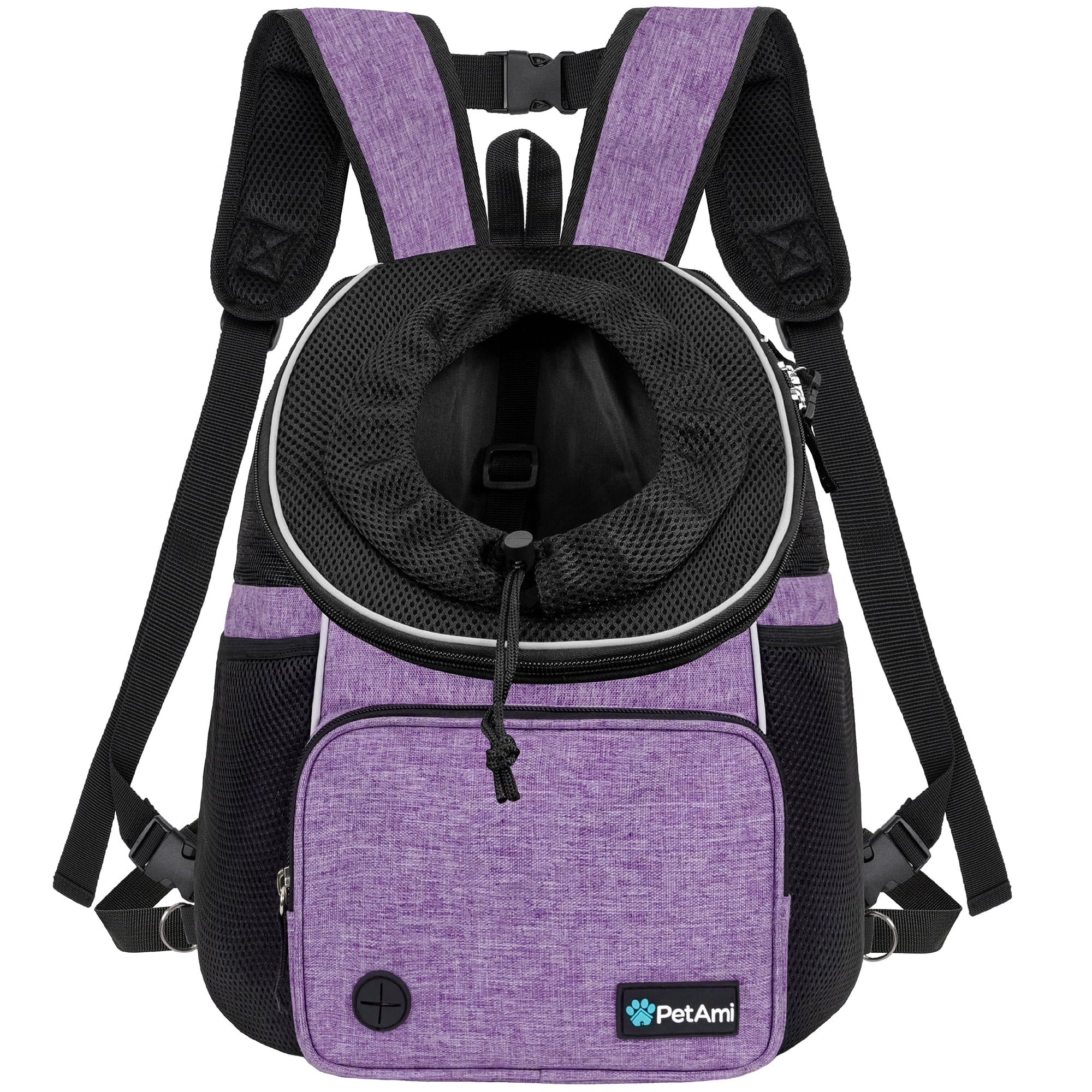 PetAmi Dog Front Carrier Backpack, Adjustable Dog Pet Cat Chest Carrier Backpack, Ventilated Dog Carrier for Hiking Camping Travel, Small Medium Dog Puppy Large Cat Carrying Bag, Max 15 lbs, Black