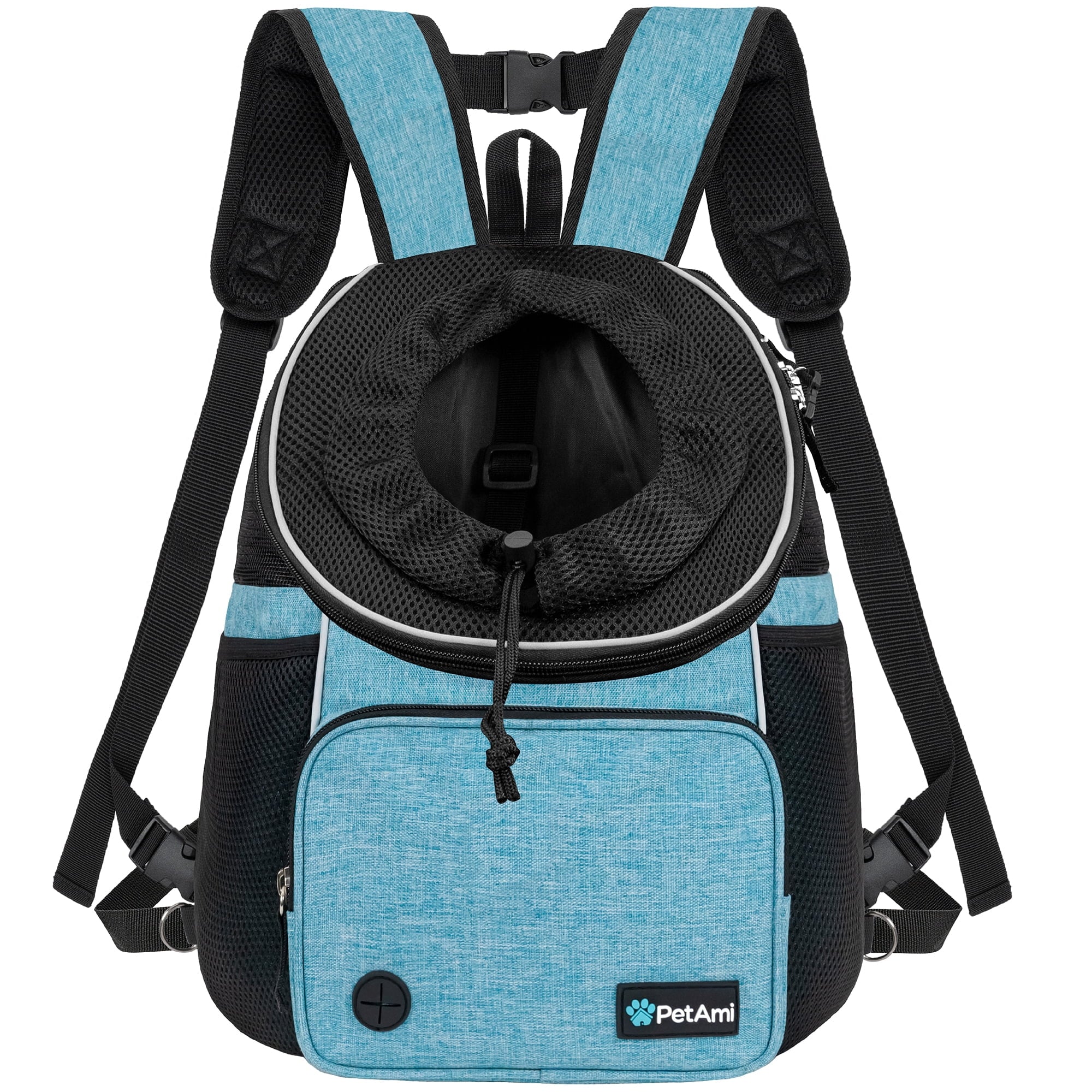 PetAmi Dog Front Carrier Backpack, Adjustable Dog Pet Cat Chest Carrier Backpack, Ventilated Dog Carrier for Hiking Camping Travel, Small Medium Dog Puppy Large Cat Carrying Bag, Max 15 lbs, Black