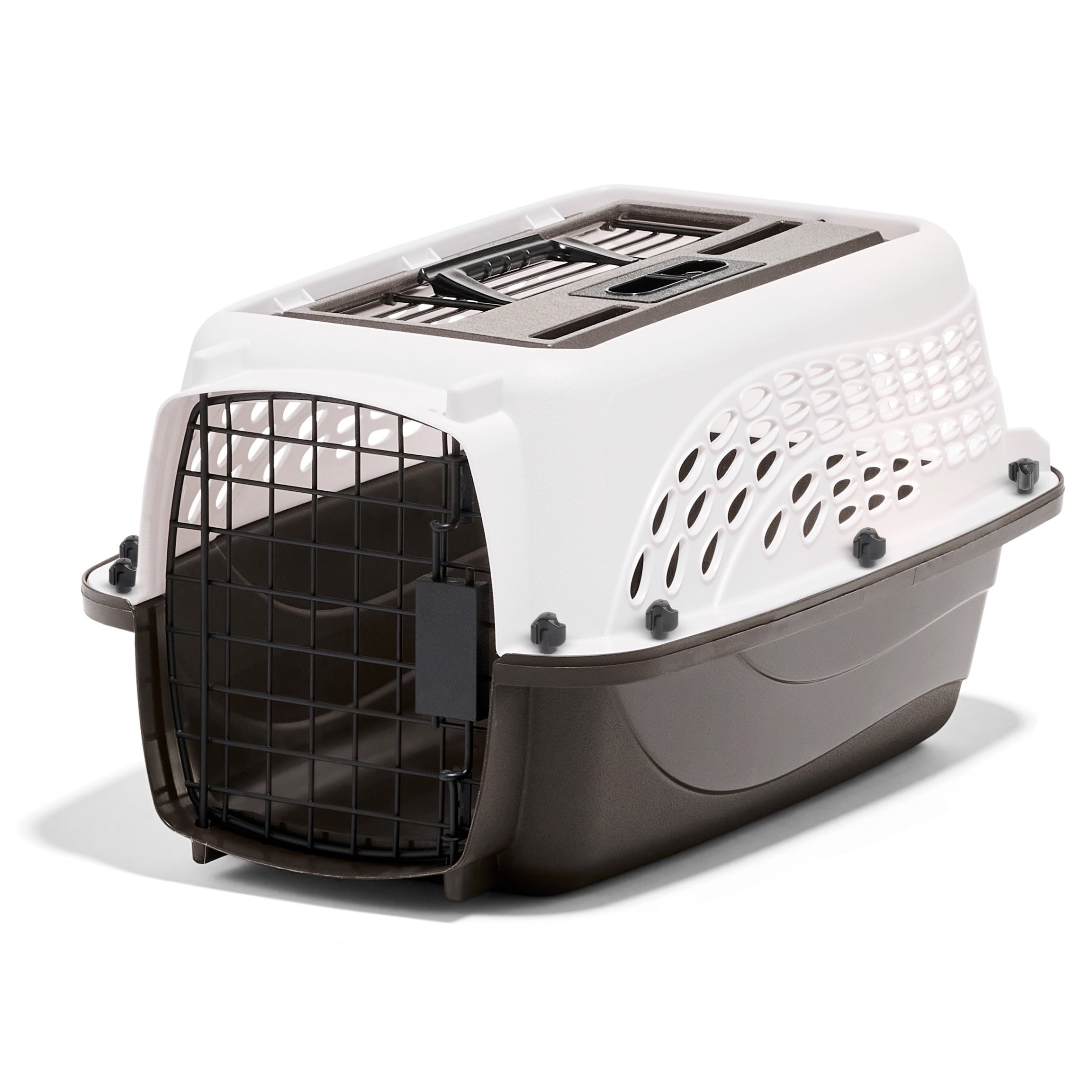 Petmate Two Door Top Load Plastic Travel Dog Kennel Pet Carriers for Dogs and Cats, Small 19" for Dogs Up To 10 lb, White
