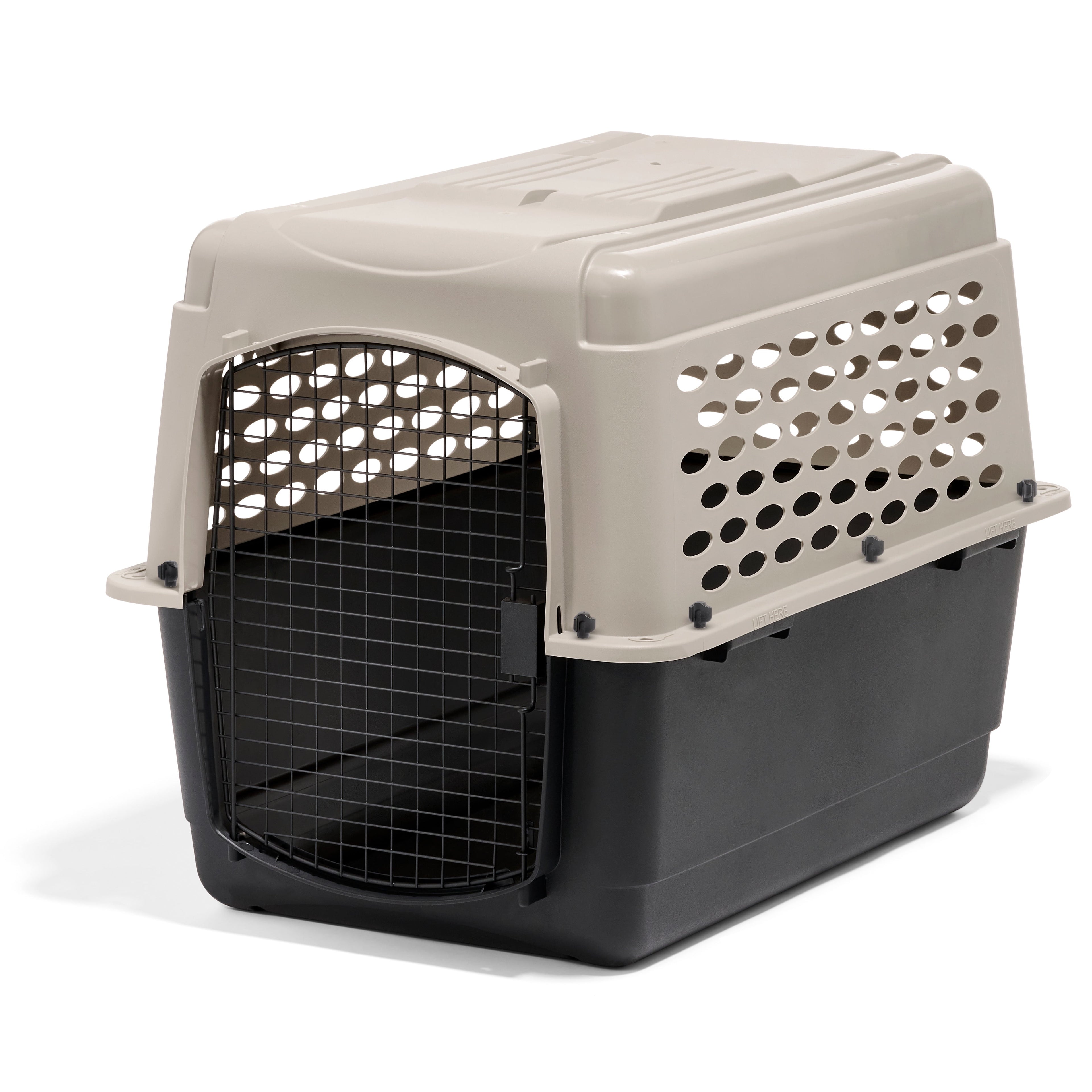 Petmate Vari Dog Kennel Plastic Portable Travel Crate Airline Friendly Pet Carrier, Medium to Large 36" for Pets 50-70 lb, Taupe/Black