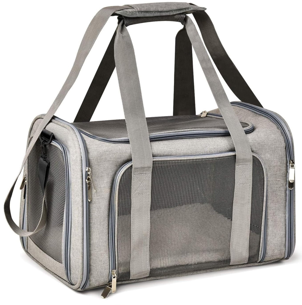 Yileqi Cat, Dog Carrier for Small Medium Cats Puppies up to 15 Lbs, TSA Airline Approved Carrier Soft Sided, Collapsible Travel Puppy Carrier - Grey