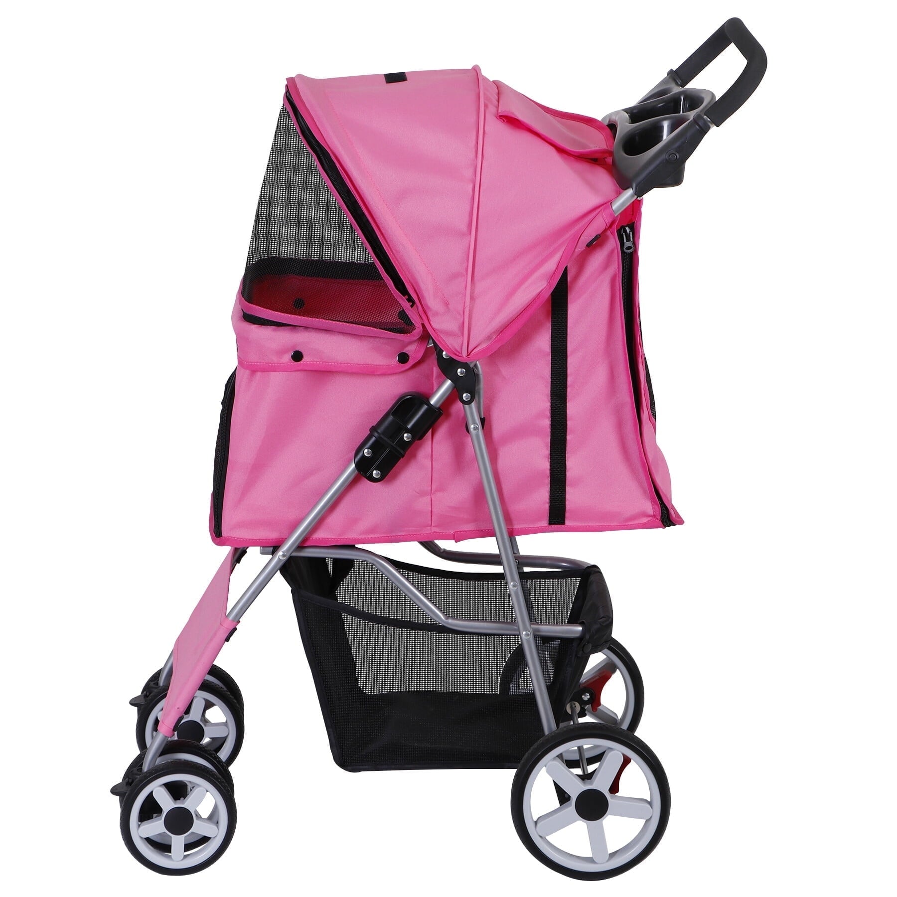ZENY 4 Wheel Foldable Dog Pet Stroller - Black