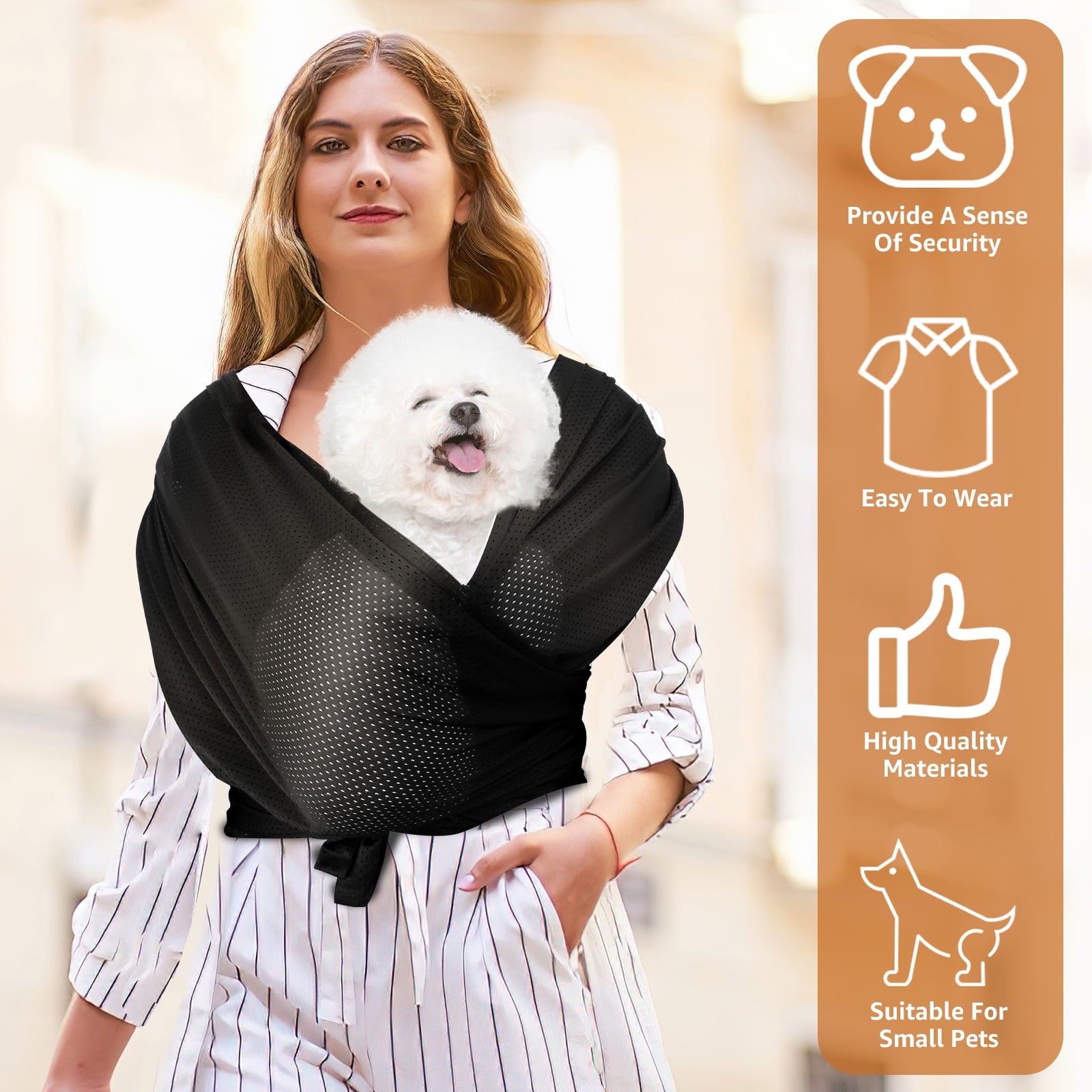 Dog Carriers for Small Dogs Front Facing Dog Sling Carrier Hands Free Cat Carrier Pet Sling Carrier Double Shoulder Strap Design Cat Sling Carrier Anti-Anxiety Cat Sling for Outdoor Travel Walking